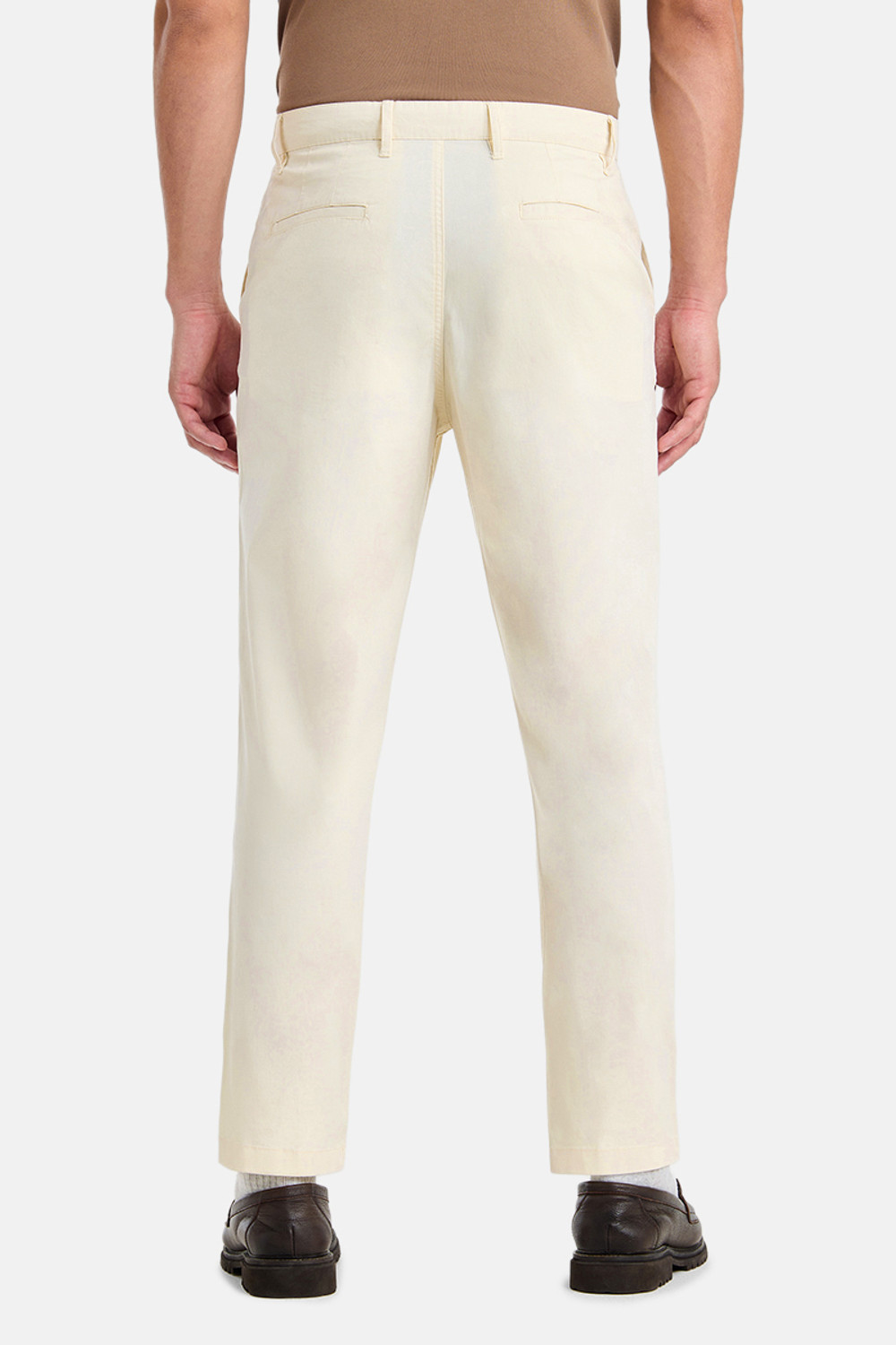 Image of Snitch Regular Fit Men Cream Trousers