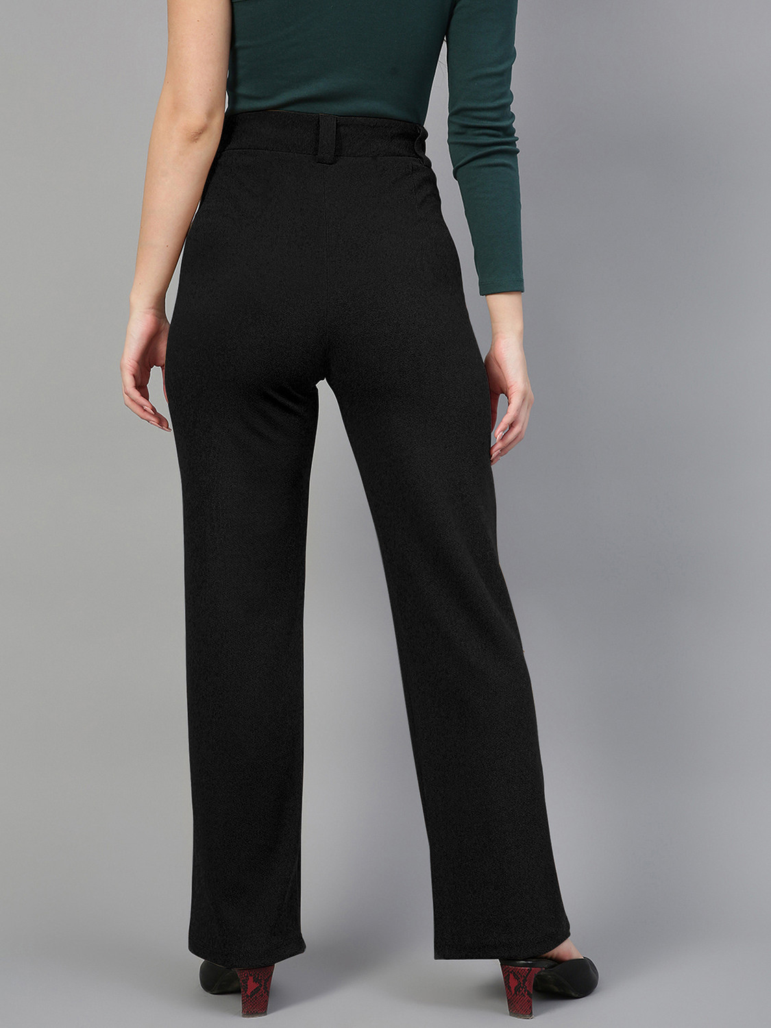 Image of METRONAUT Regular Fit Women Black Trousers