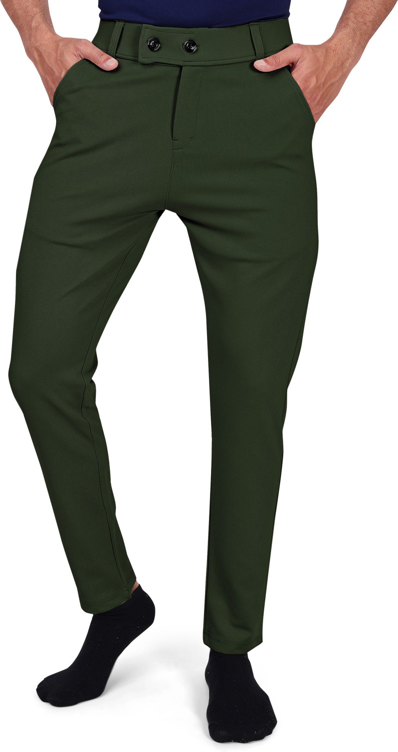 Image of COMBRAIDED Regular Fit Men Green Trousers