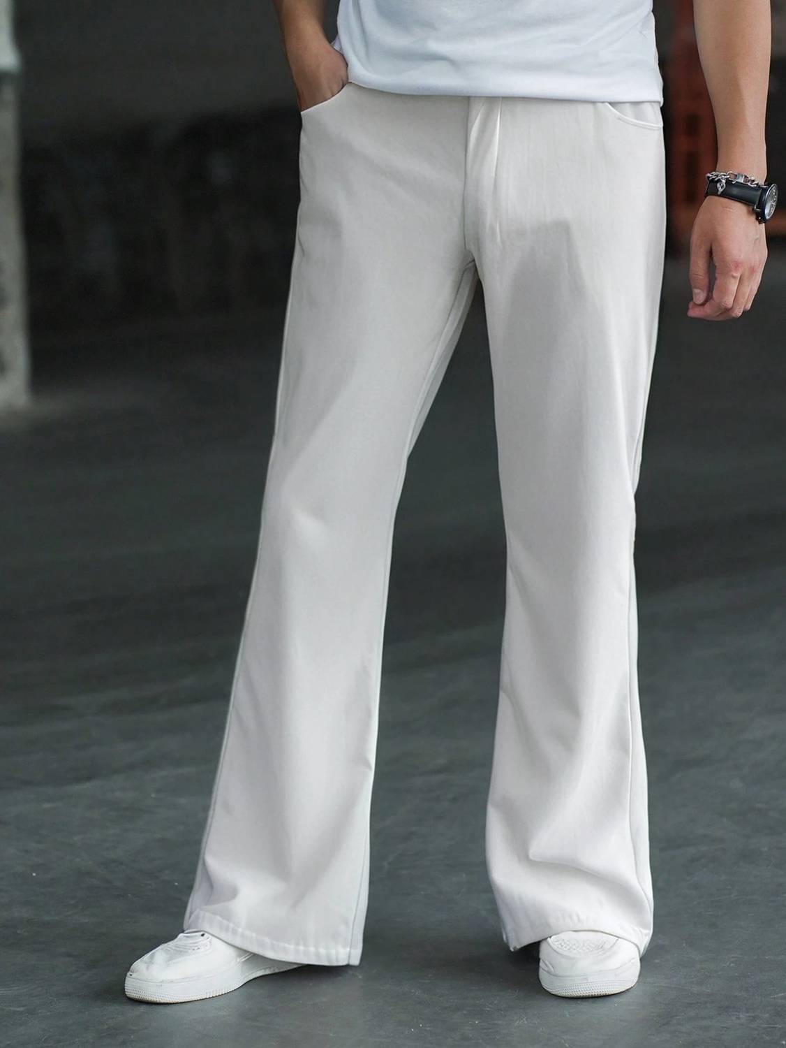 Plus91 Loose Fit Men White Trousers - Image 1