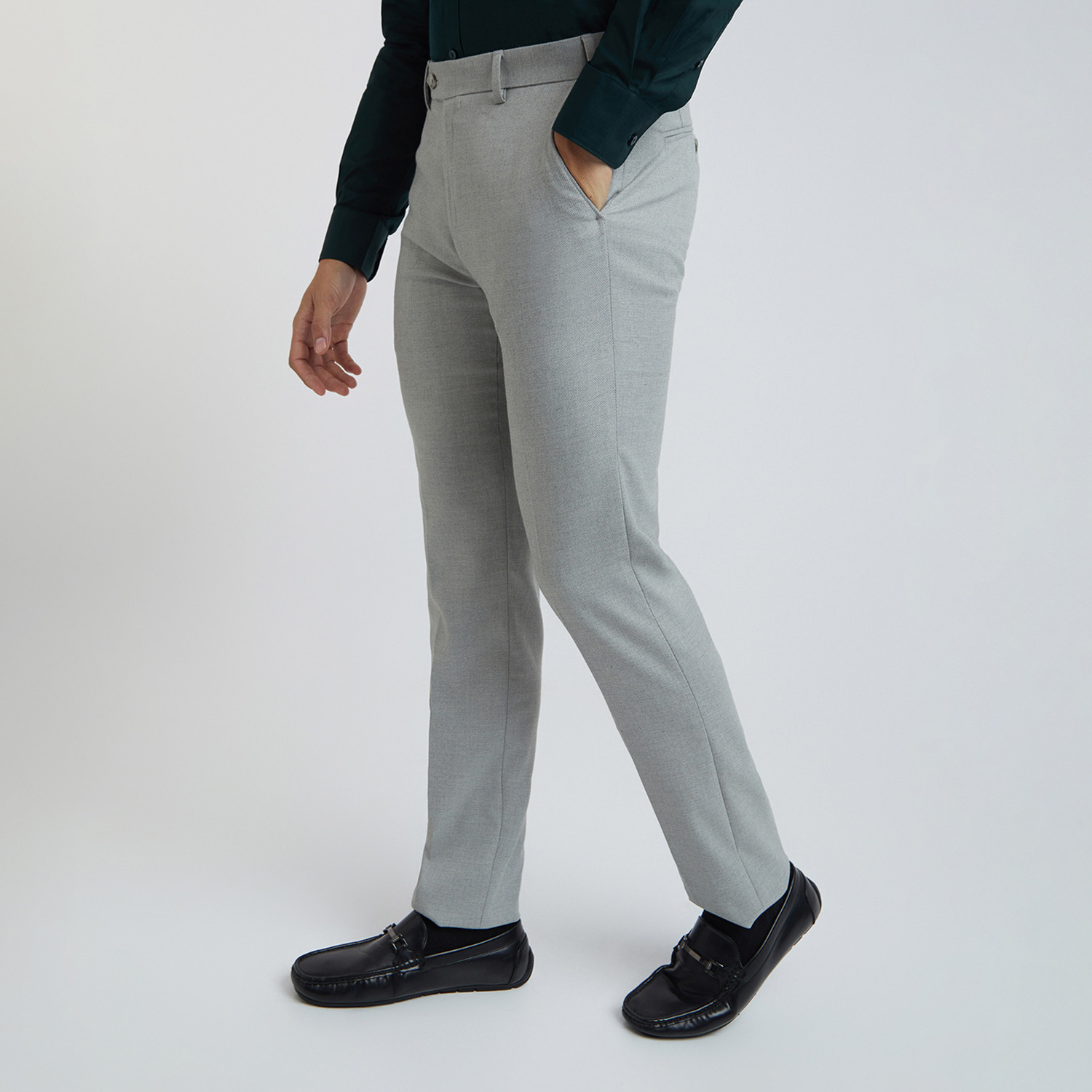 Image of Raymond Slim Fit Men Grey Trousers