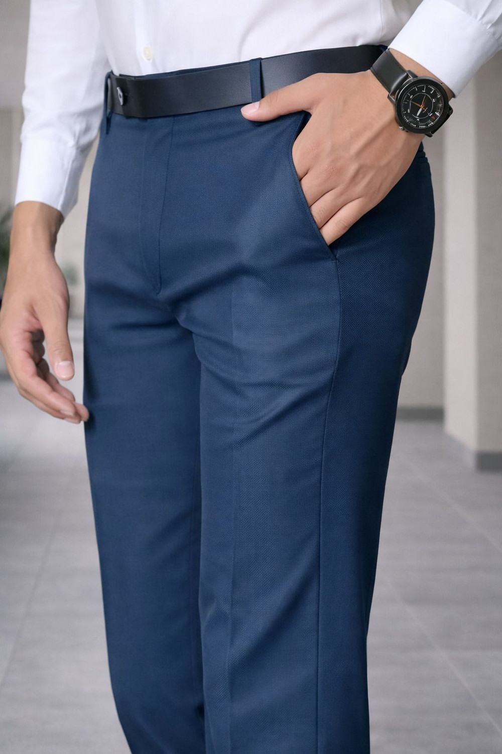 Image of Blackhem Slim Fit Men Blue Trousers