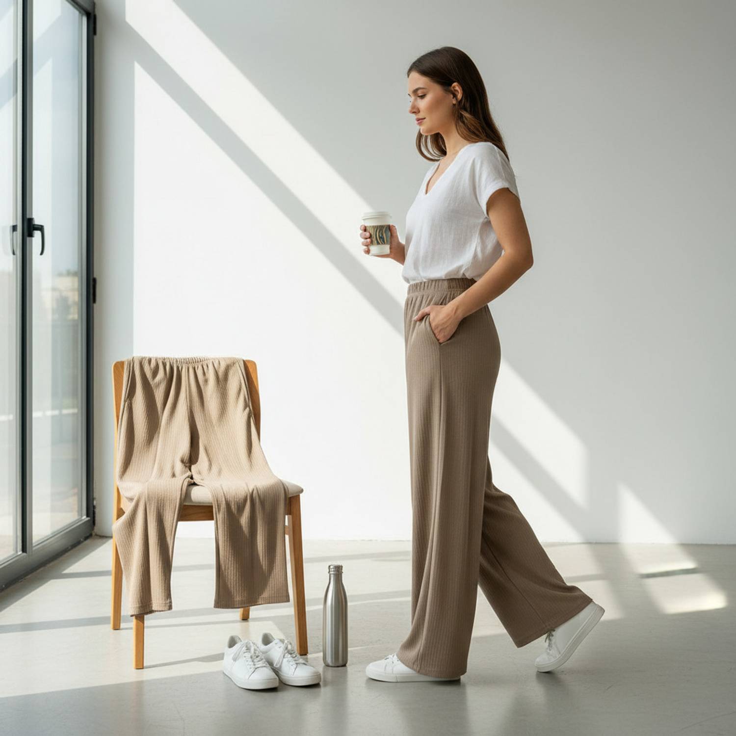 BOGSAN Loose Fit Brown Women Trousers - Image 4