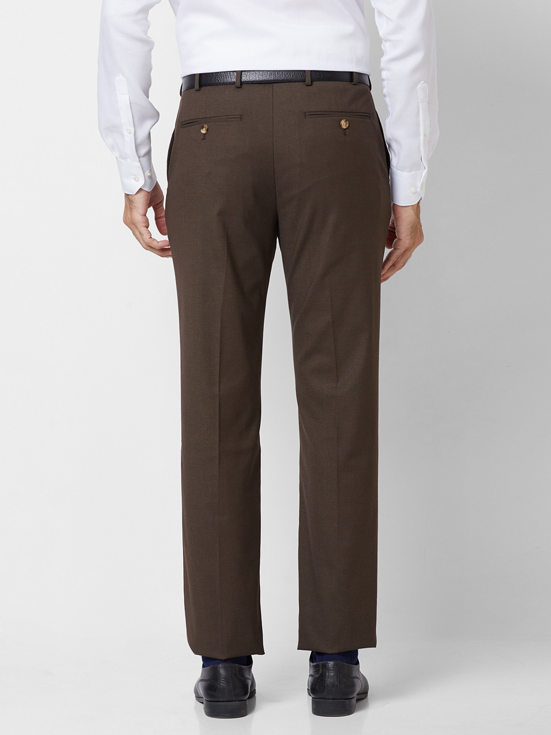 Image of PARK AVENUE Slim Fit Men Brown Trousers