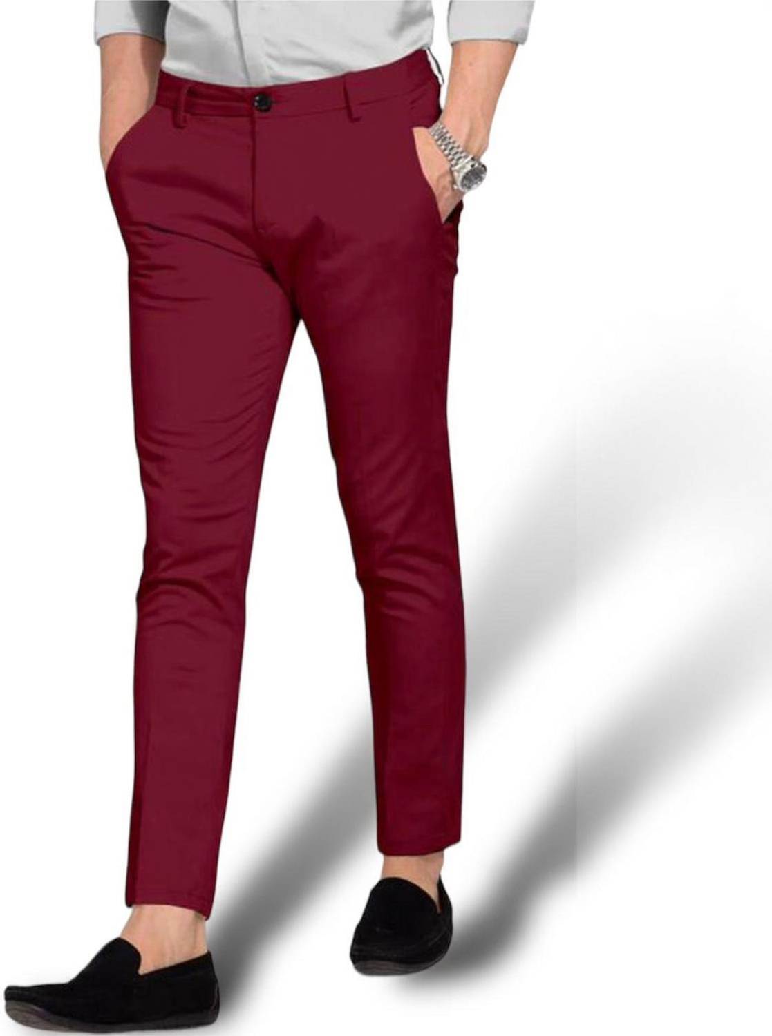 ELITE STAR Regular Fit Men Maroon Trousers