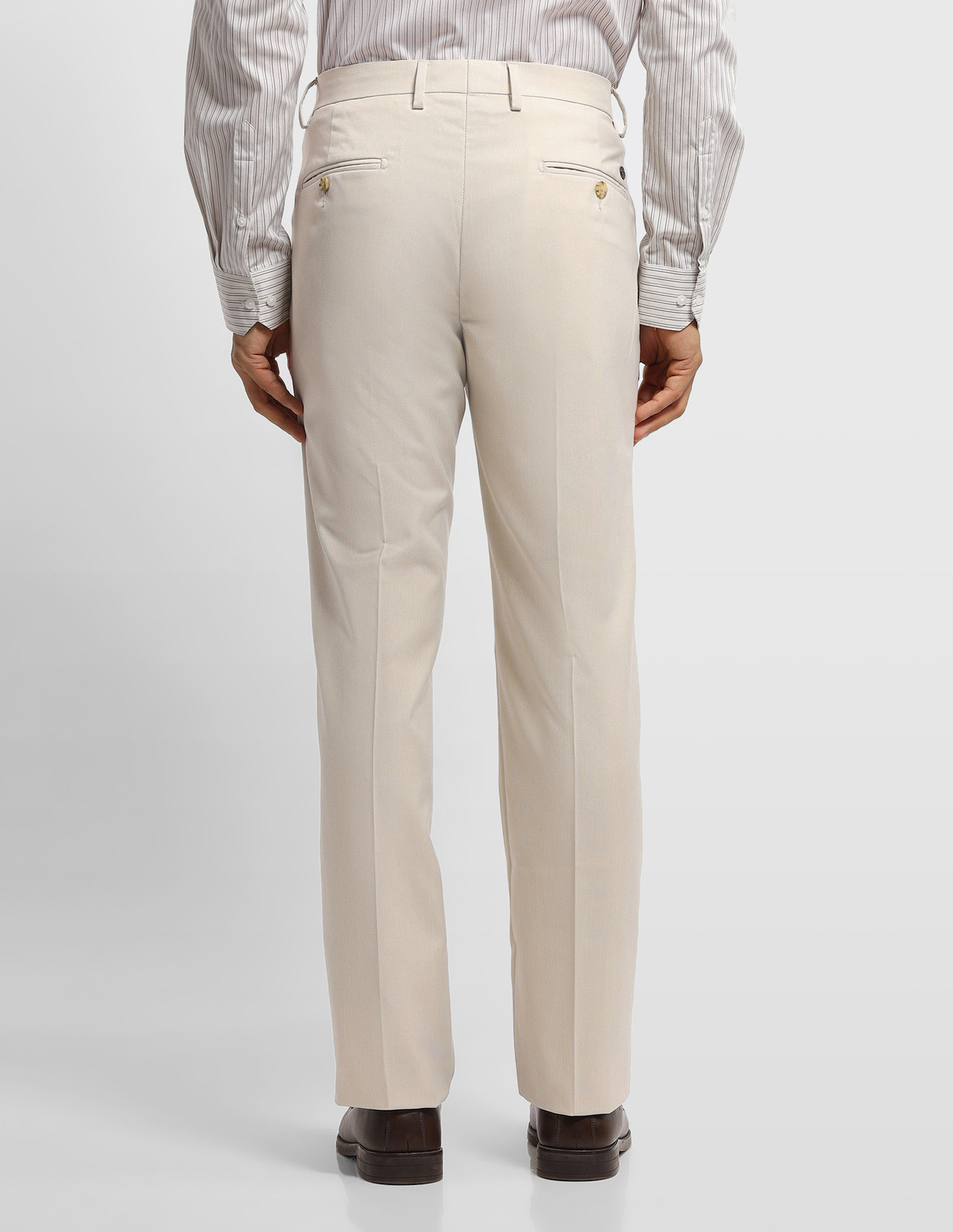Image of ARROW Regular Fit Men Beige Trousers