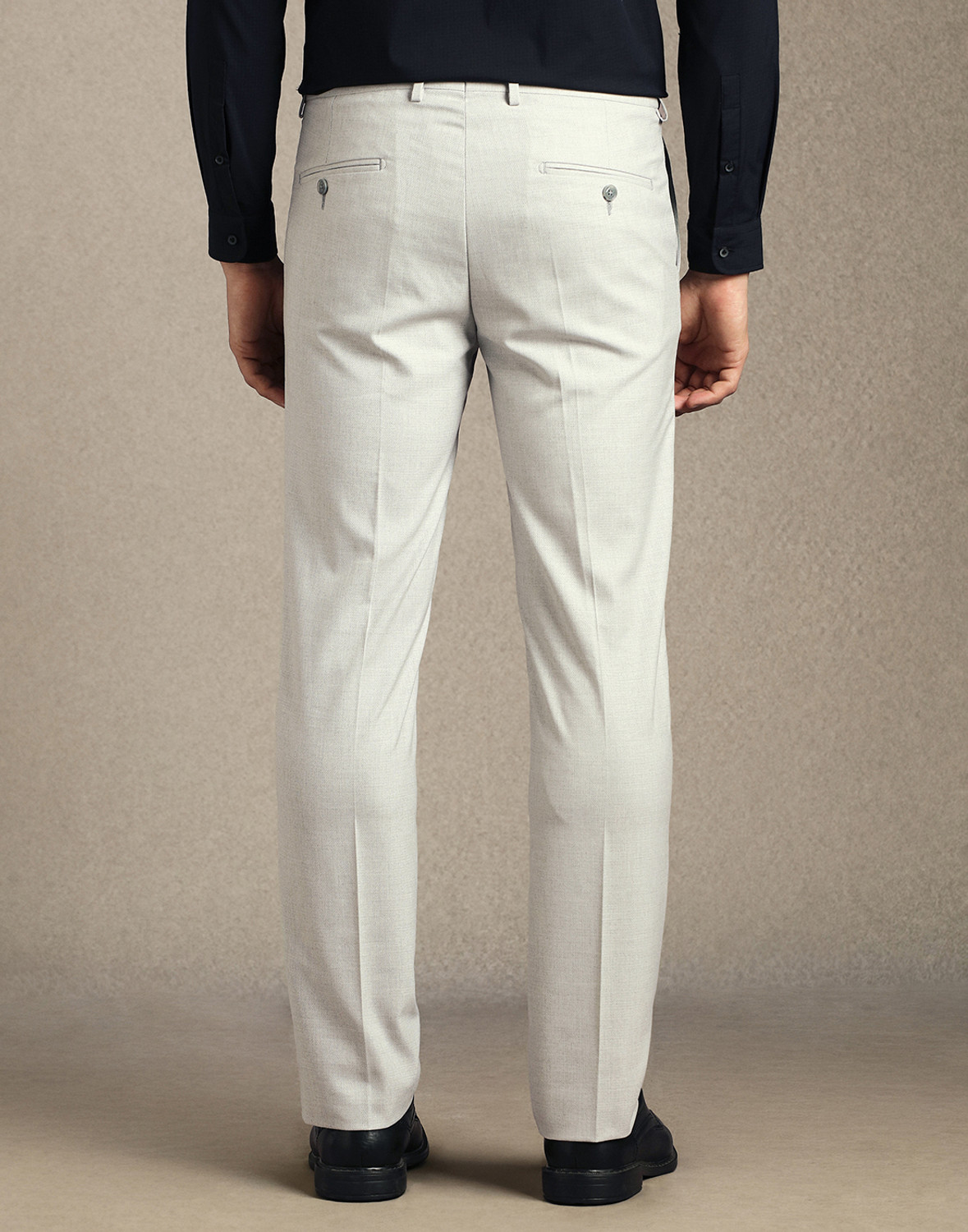 Image of LOUIS PHILIPPE Slim Fit Men Grey Trousers