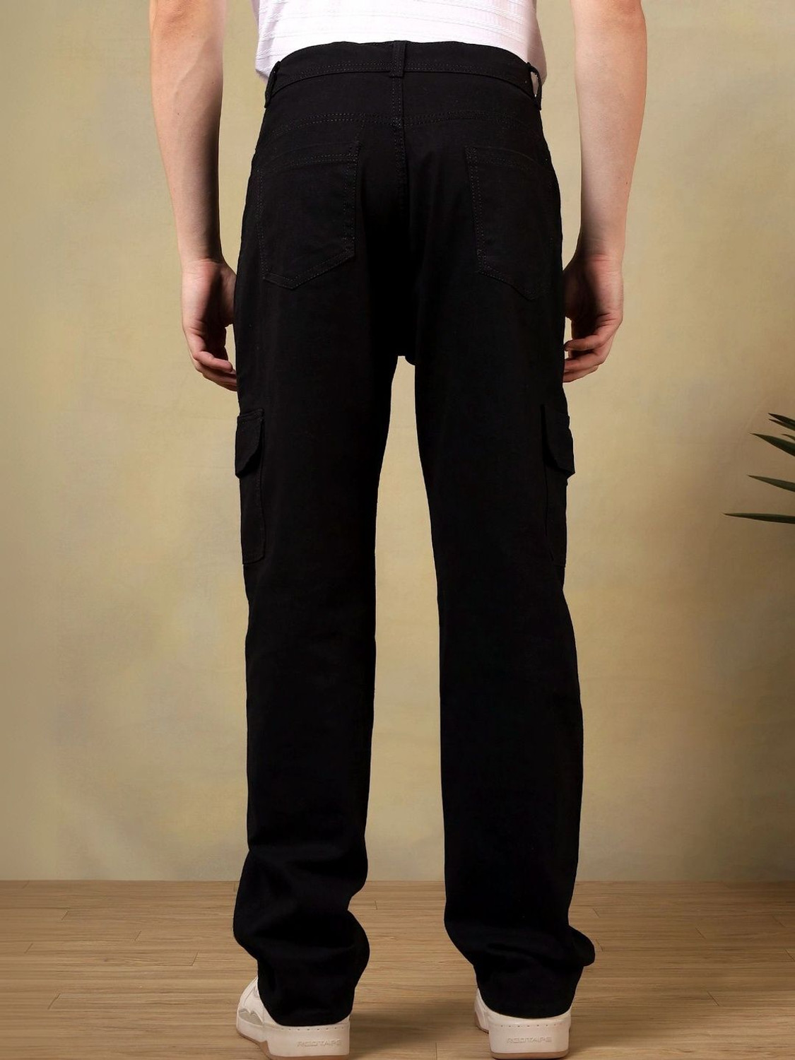 Image of HERE&NOW Slim Fit Men Black Trousers