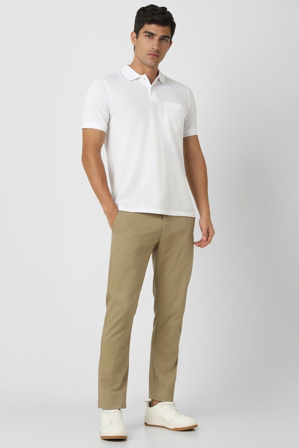 Image of PETER ENGLAND Slim Fit Men Khaki Trousers