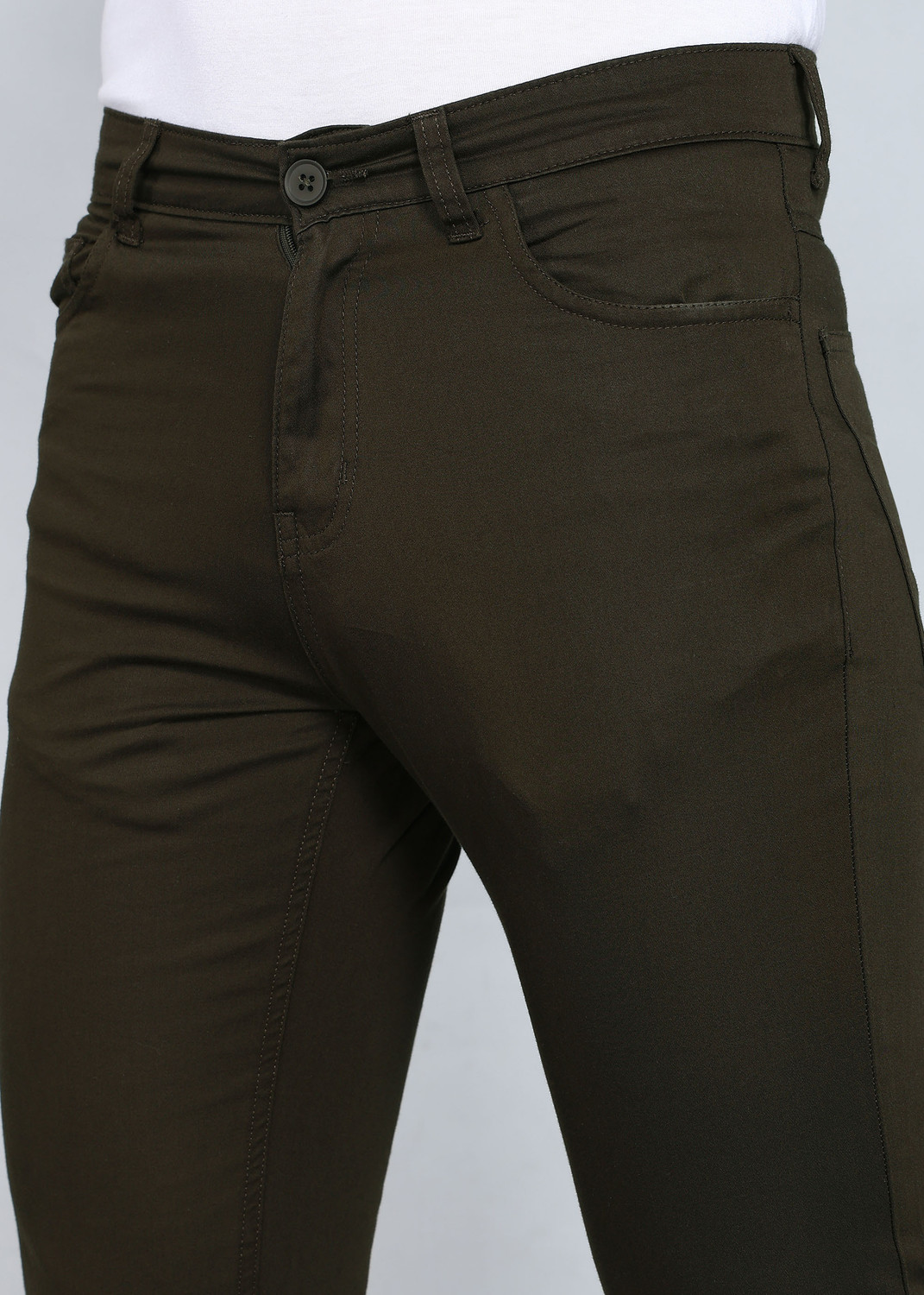 Image of PROVOGUE Slim Fit Men Grey Trousers