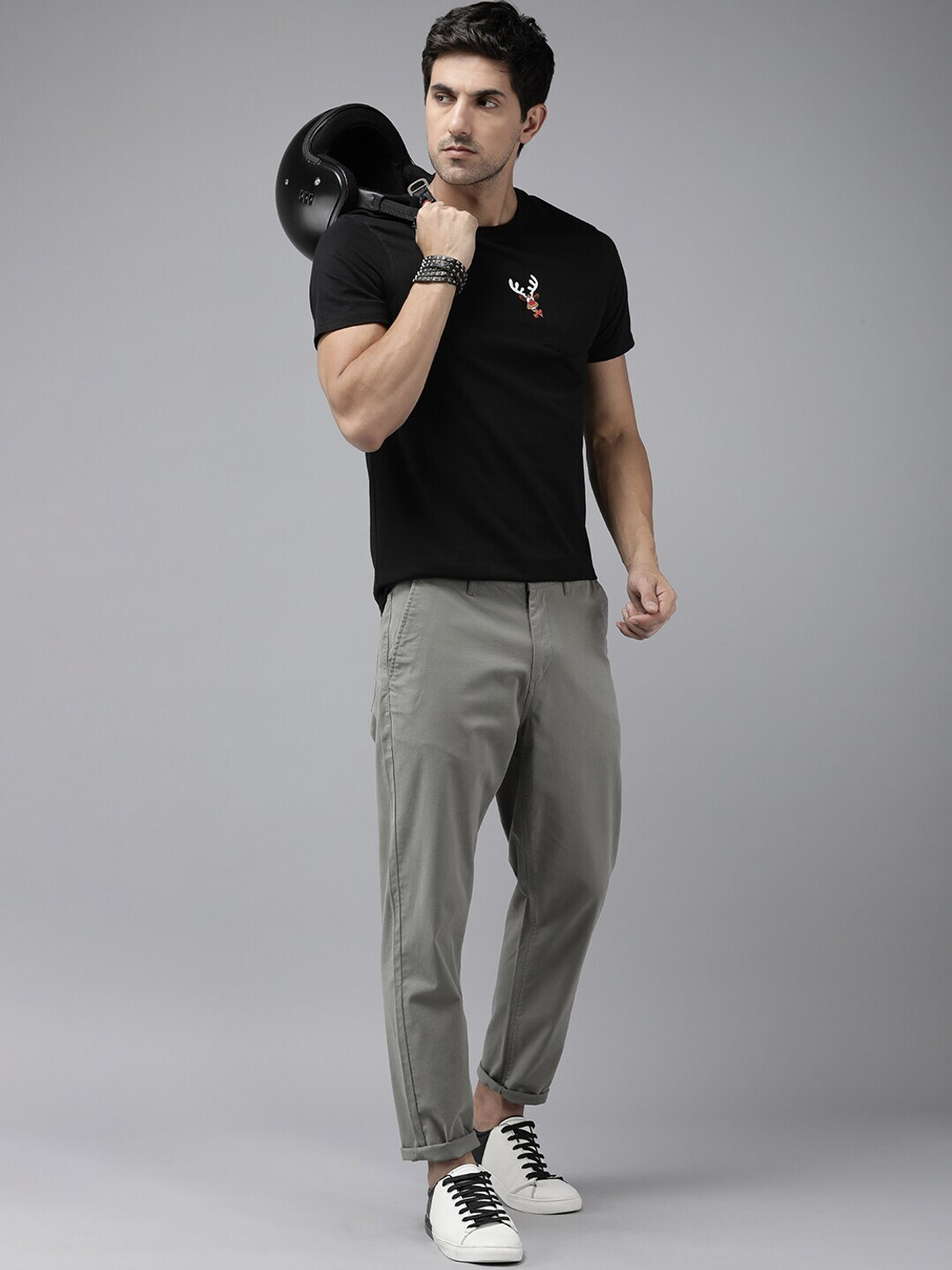 Image of Roadster Regular Fit Men Green Trousers