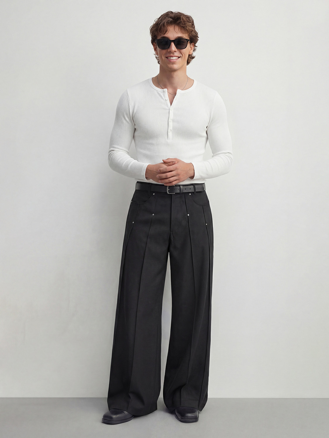 Image of FUGAZEE Loose Fit Men Black Trousers