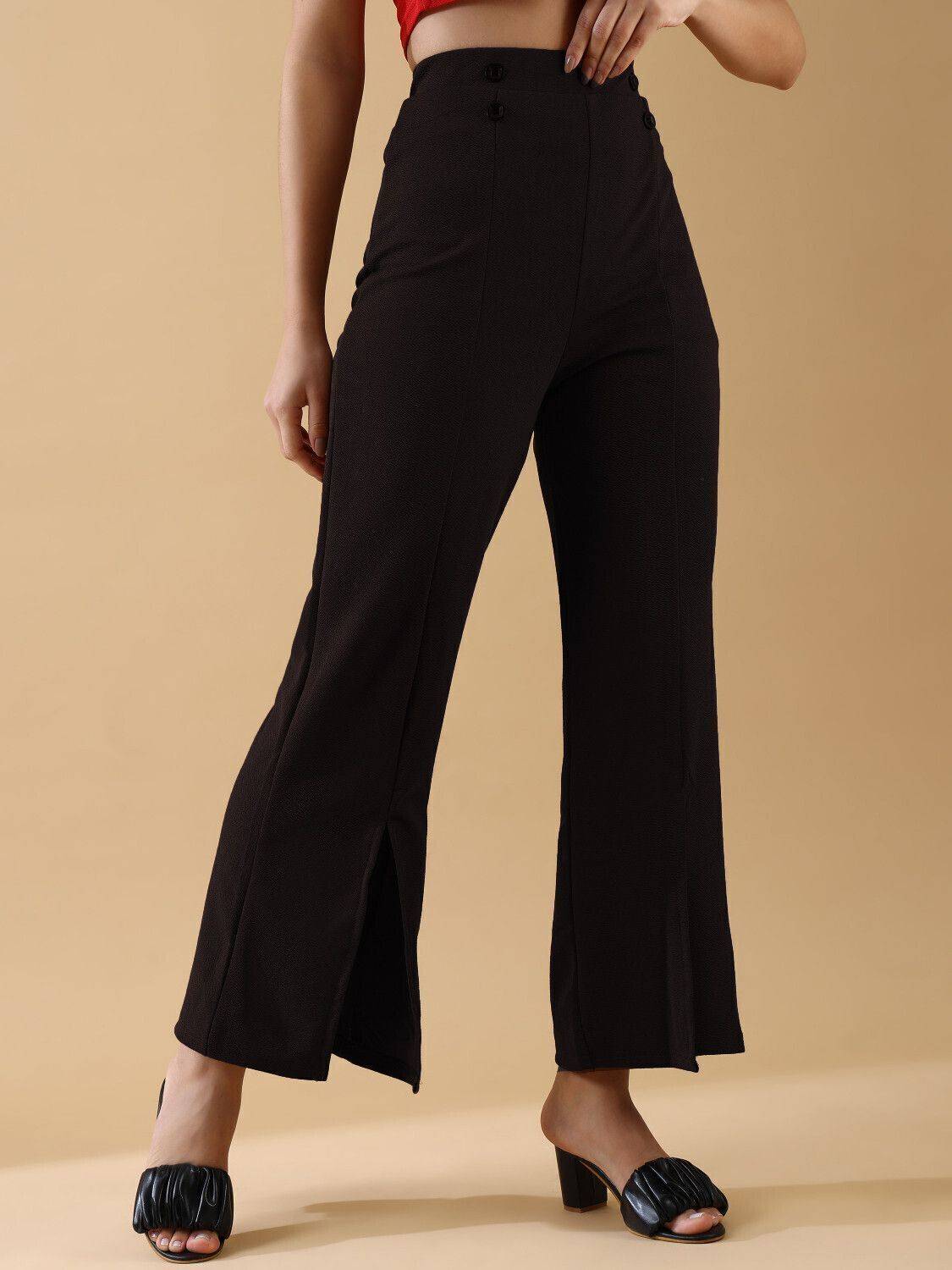 AA-HA! Flared Women Black Trousers