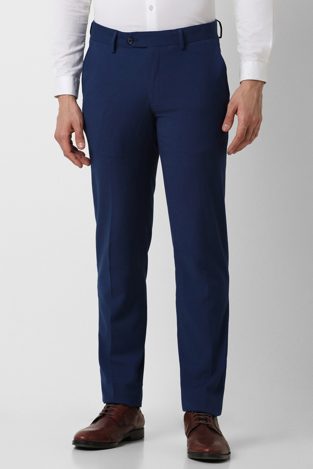 Image of PETER ENGLAND Slim Fit Men Dark Blue Trousers