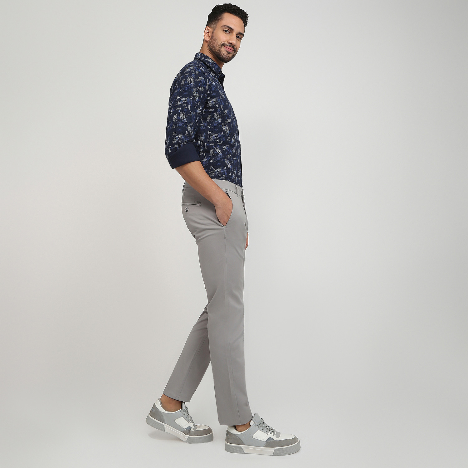 Image of PARX Tapered Men Grey Trousers