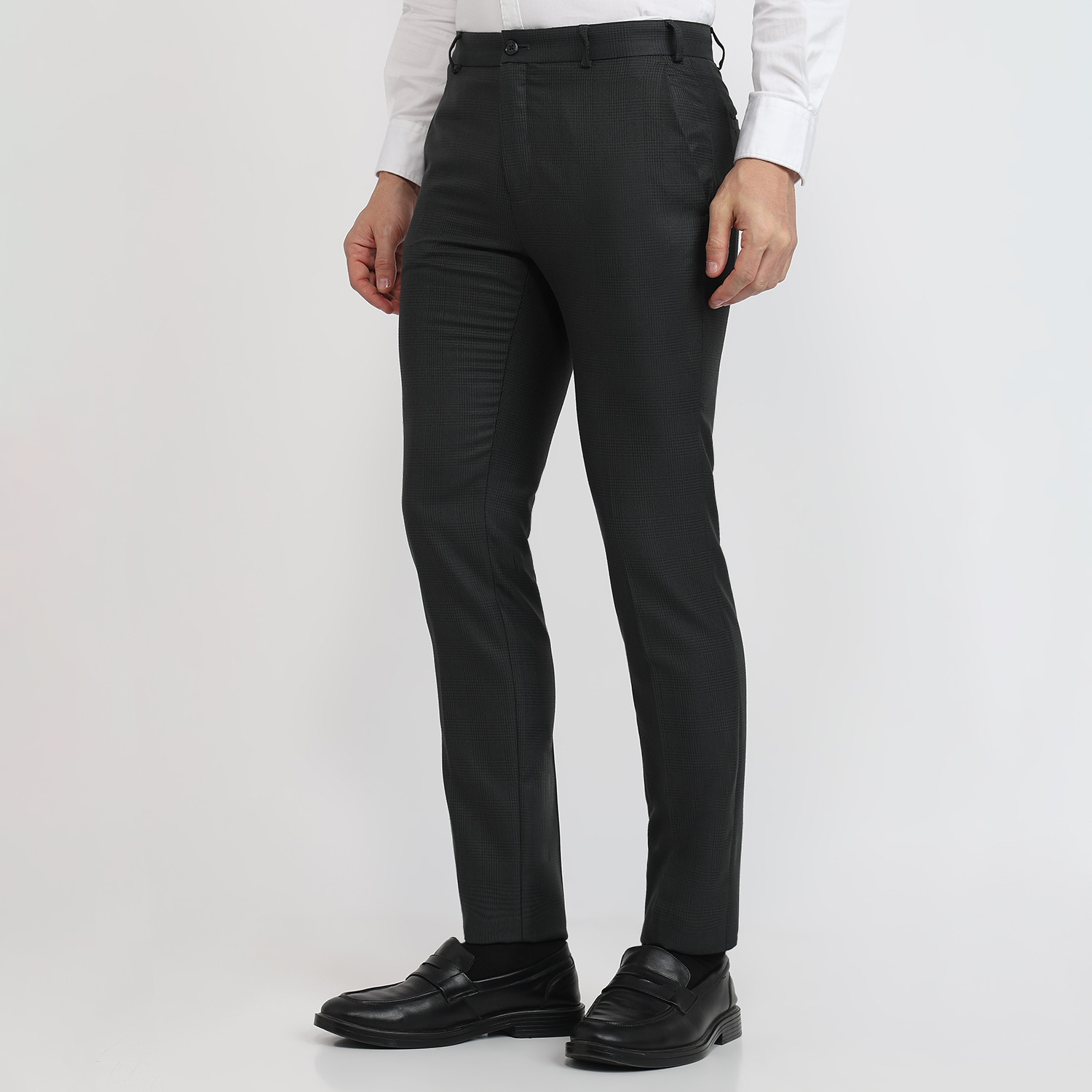 Image of Raymond Slim Fit Men Grey Trousers
