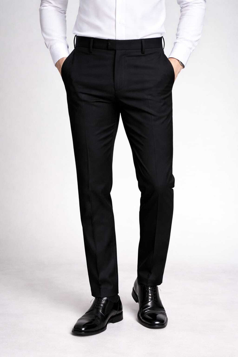 Image of Tashanbaaz Straight Fit Men Black Trousers
