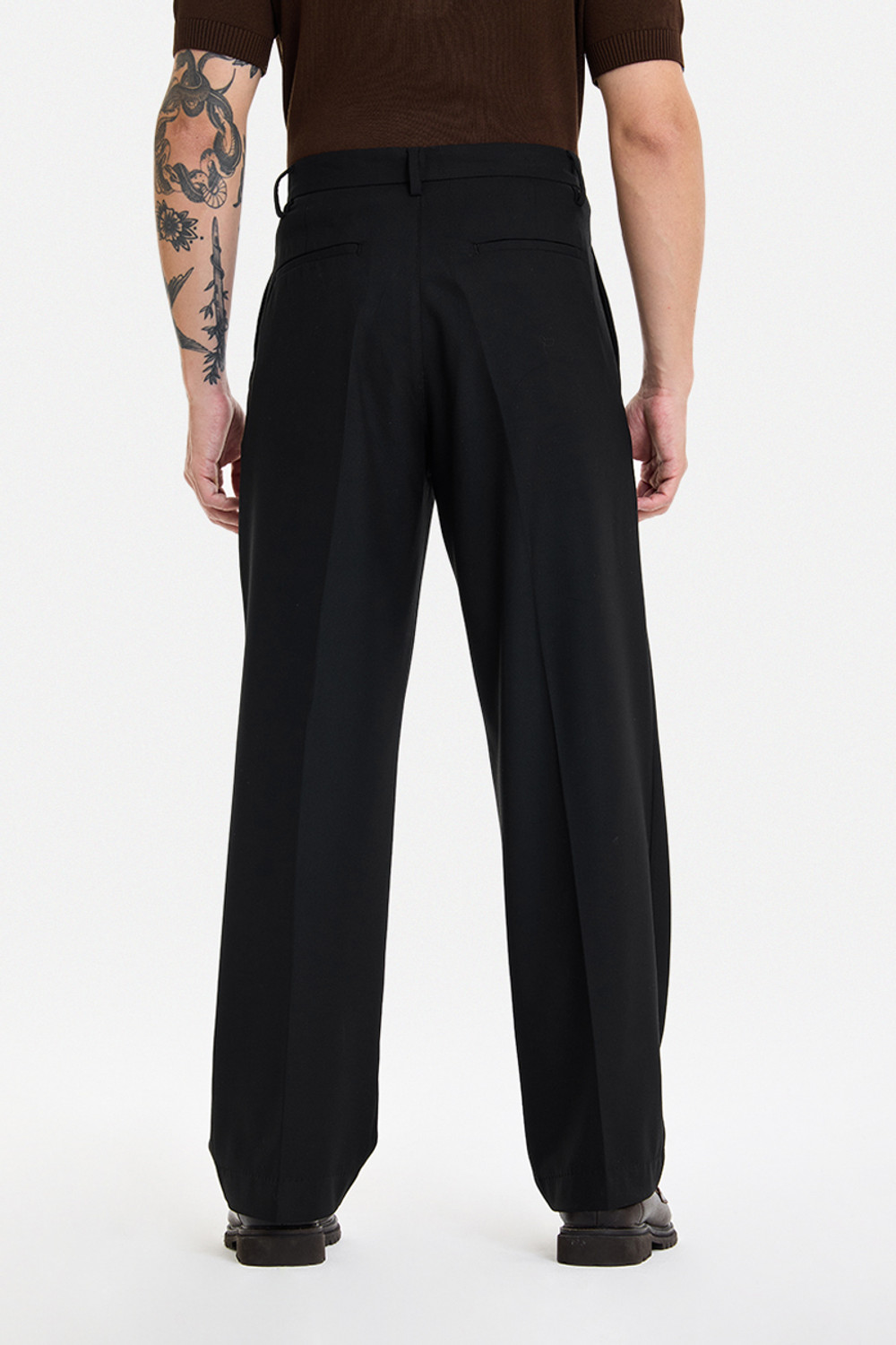 Image of Snitch Men Relaxed Black Polyester Trousers