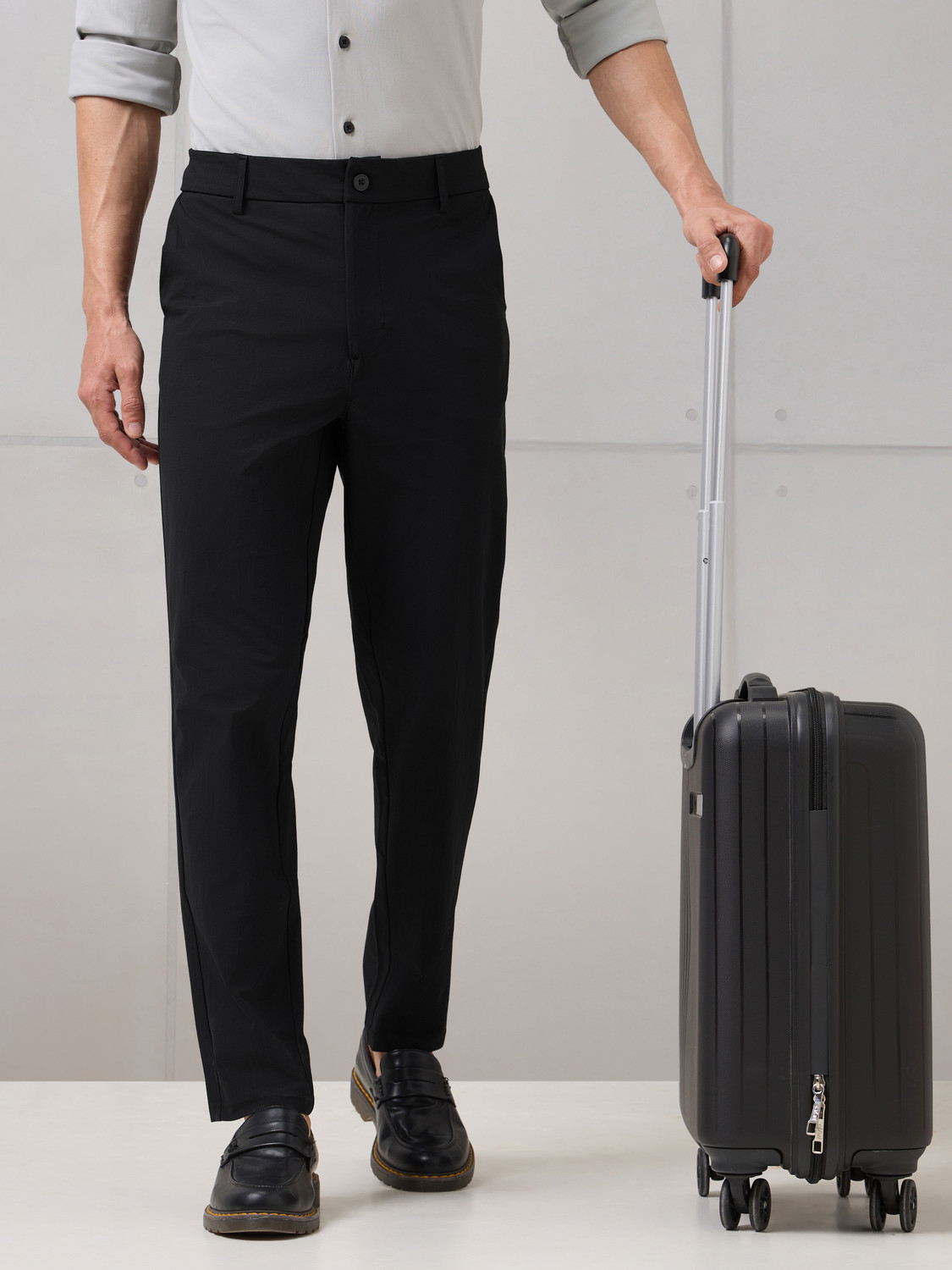 Image of TECHNOSPORT Straight Fit Men Black Trousers