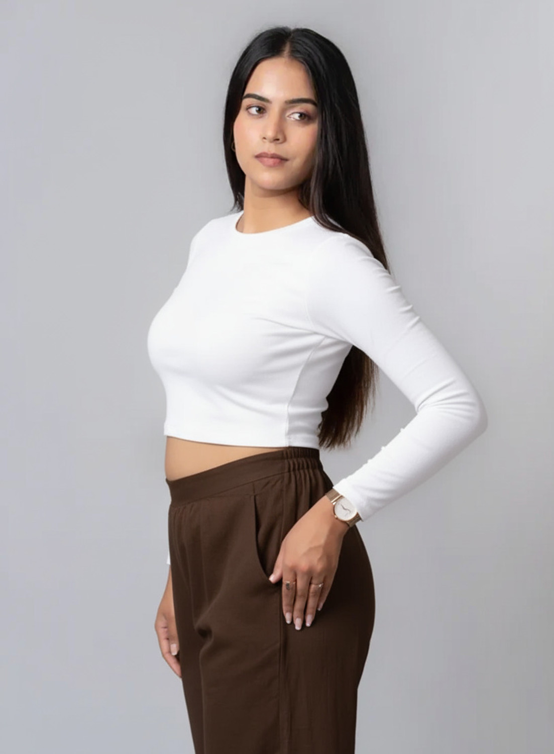Image of Moirai Straight Fit Women Brown Trousers