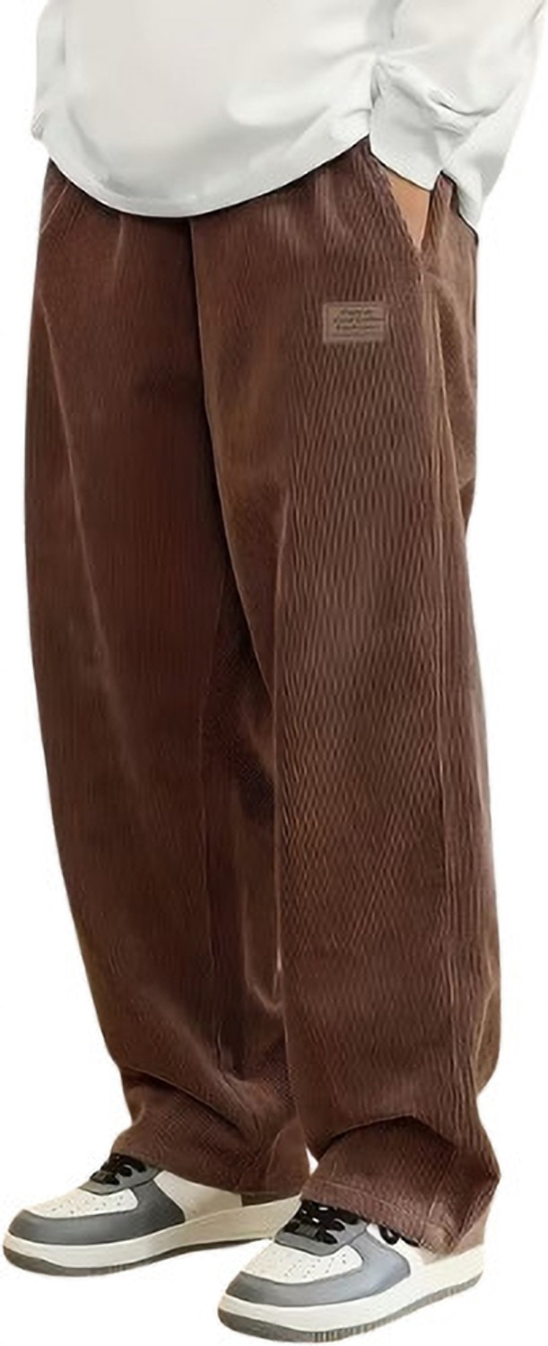 Image of JexPuti Loose Fit Men Brown Trousers
