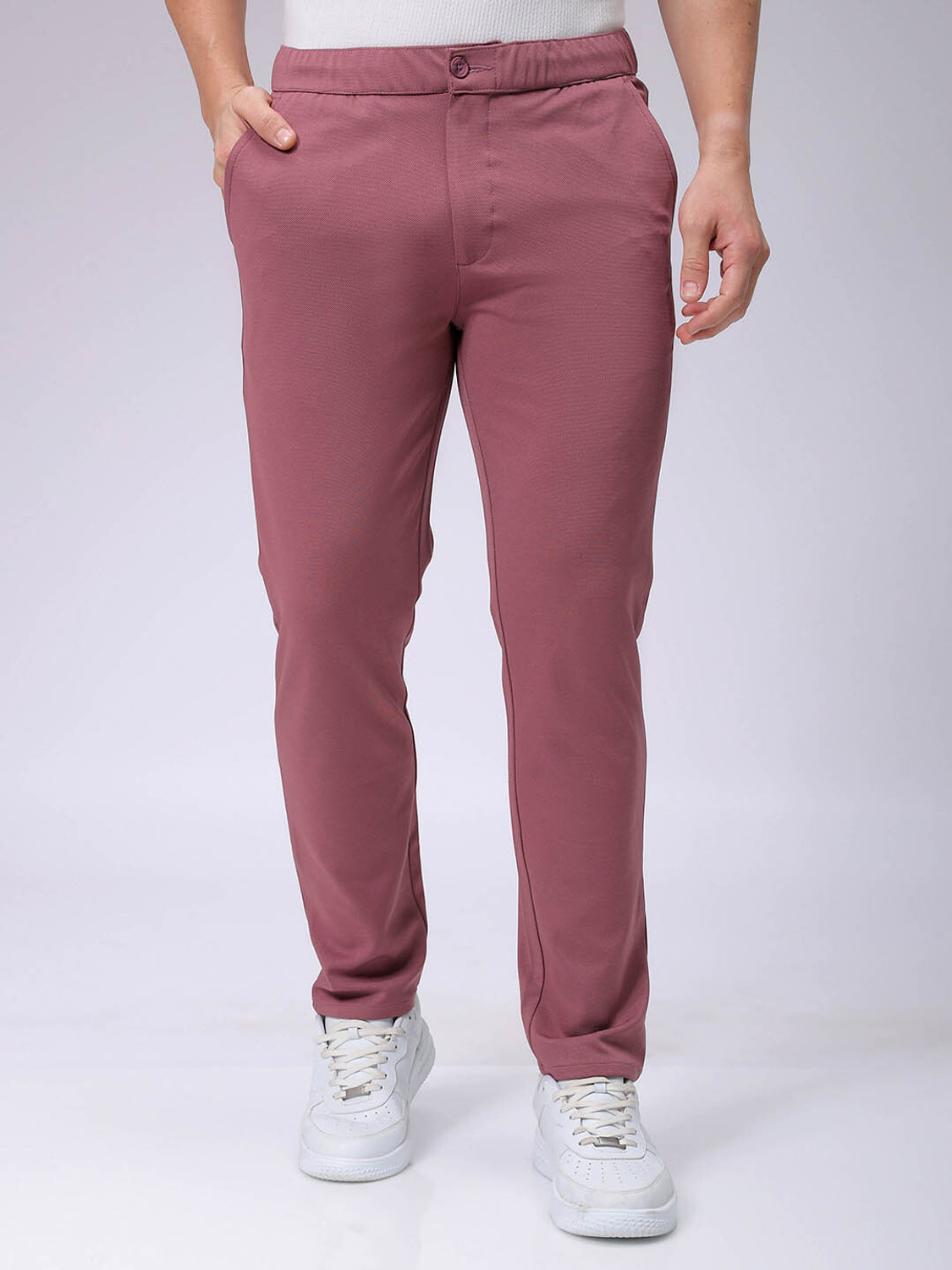 Image of The Indian Garage Co. Slim Fit Men Red Trousers