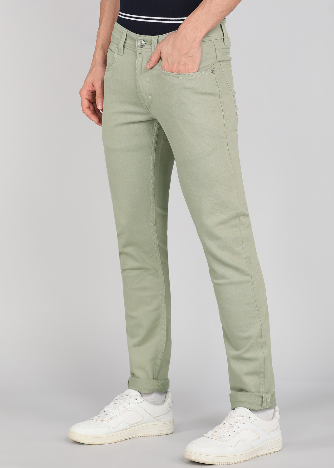 Image of PETER ENGLAND Regular Men Light Green Jeans