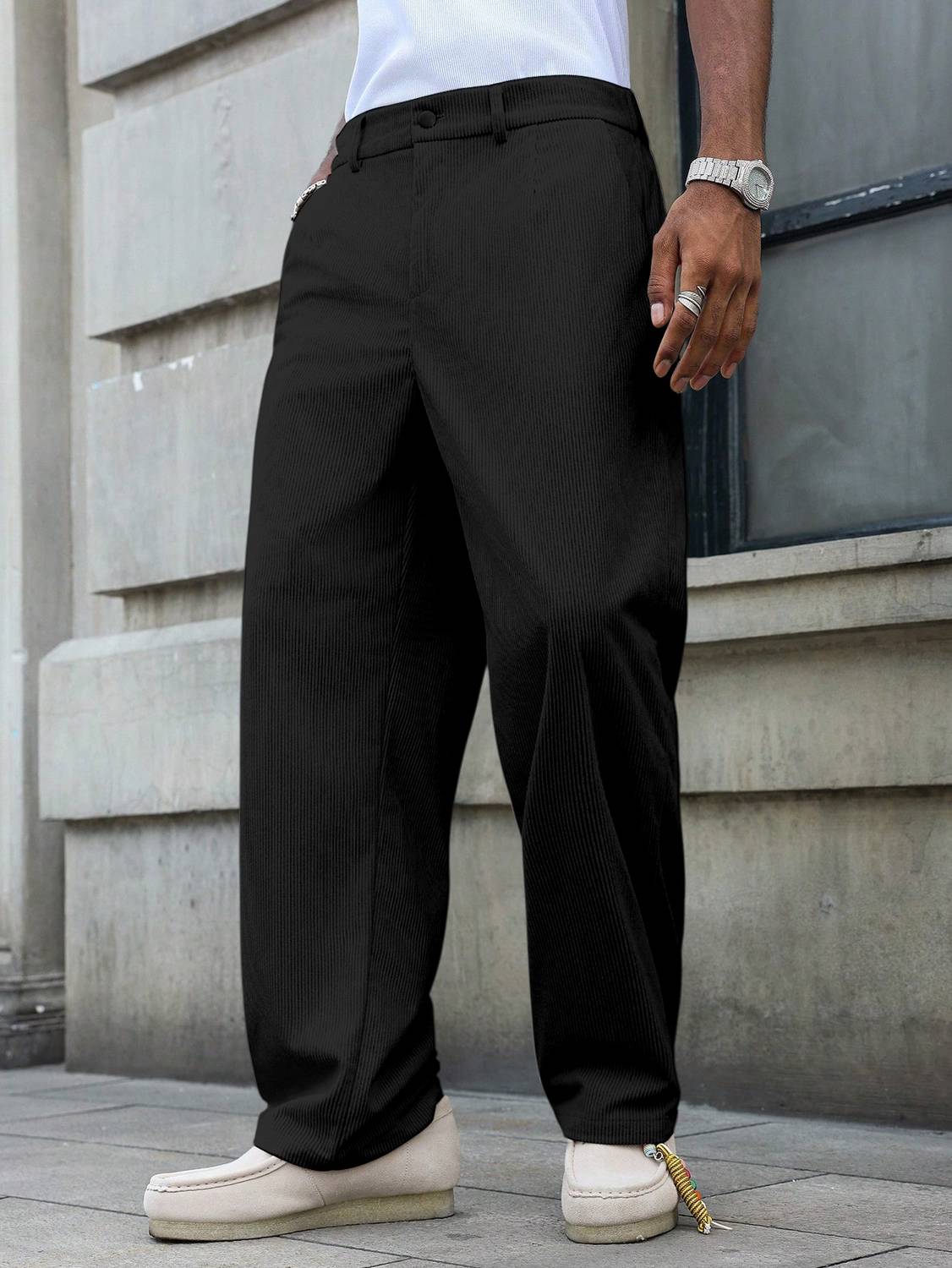 Rajovati Black Regular Fit Men Trousers - Image 4