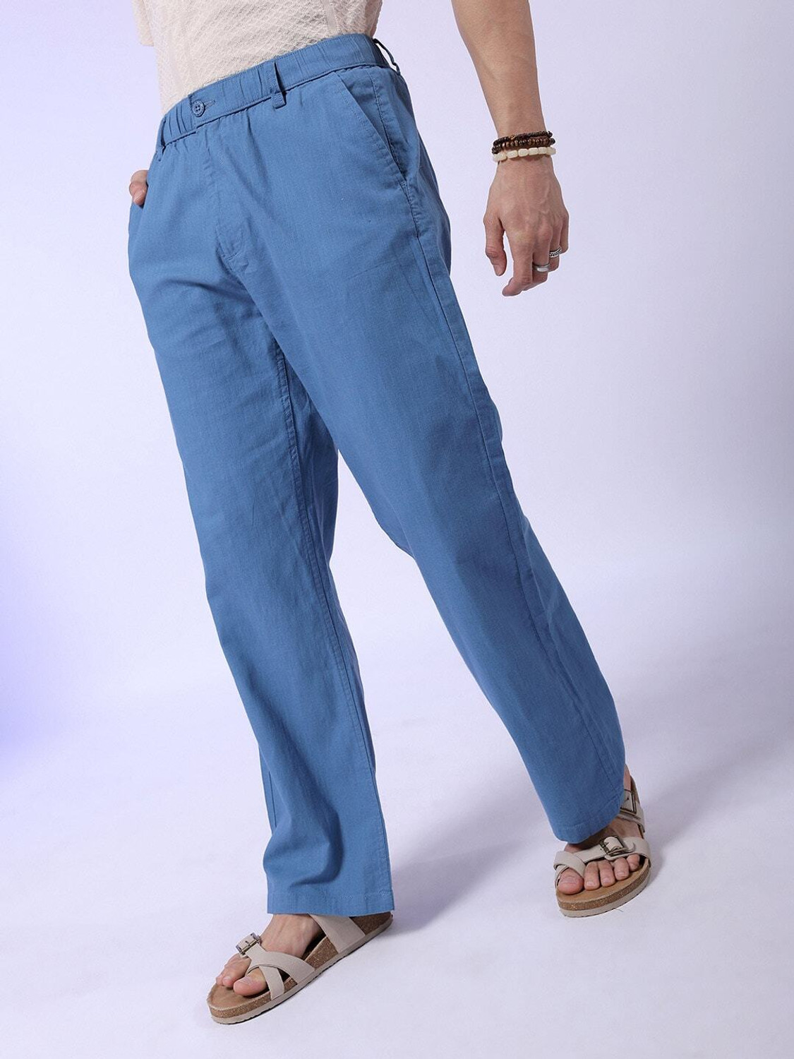 Image of The Indian Garage Co. Relaxed Men Blue Trousers