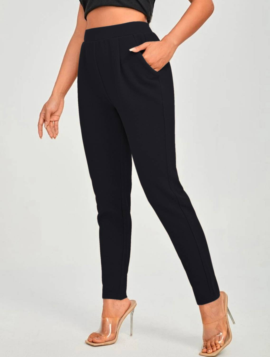 Image of Maheshvi Regular Fit Women Black Trousers