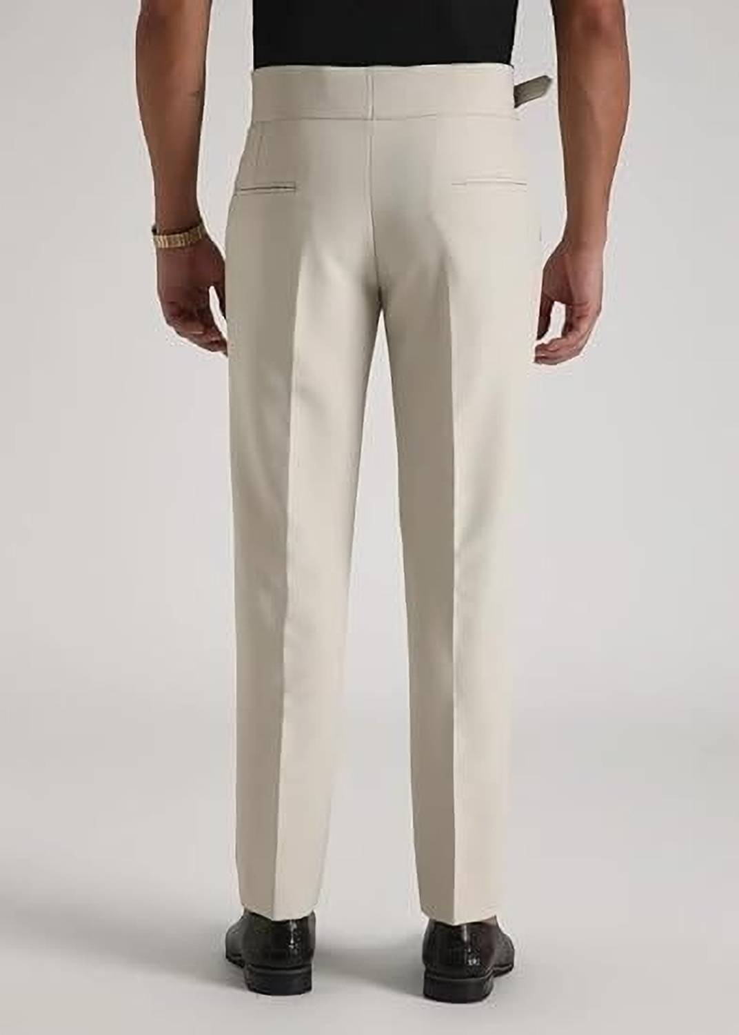 SKENJEL Men Cream Trousers Regular Fit - Image 2