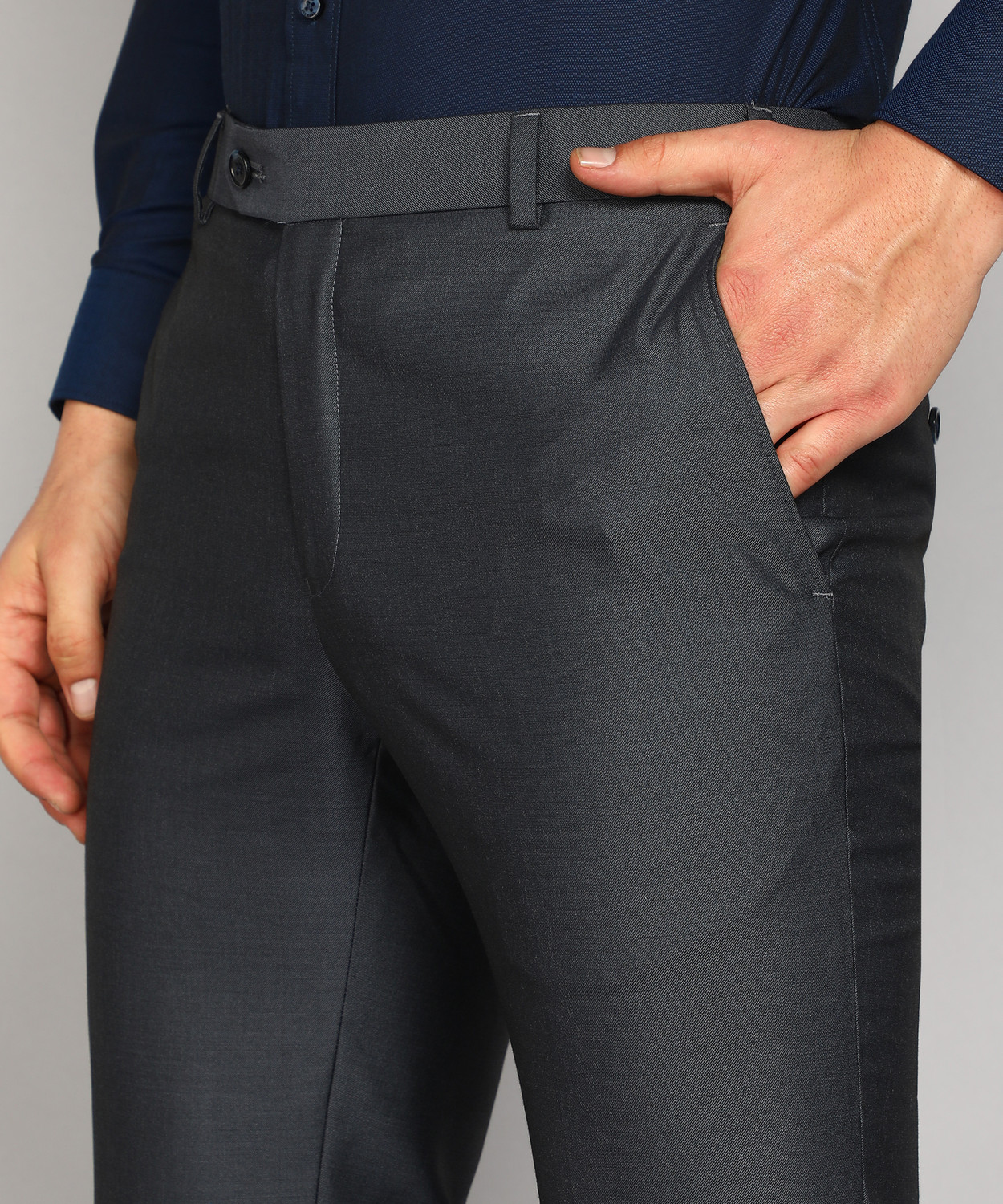 Image of Raymond Slim Fit Men Blue Trousers