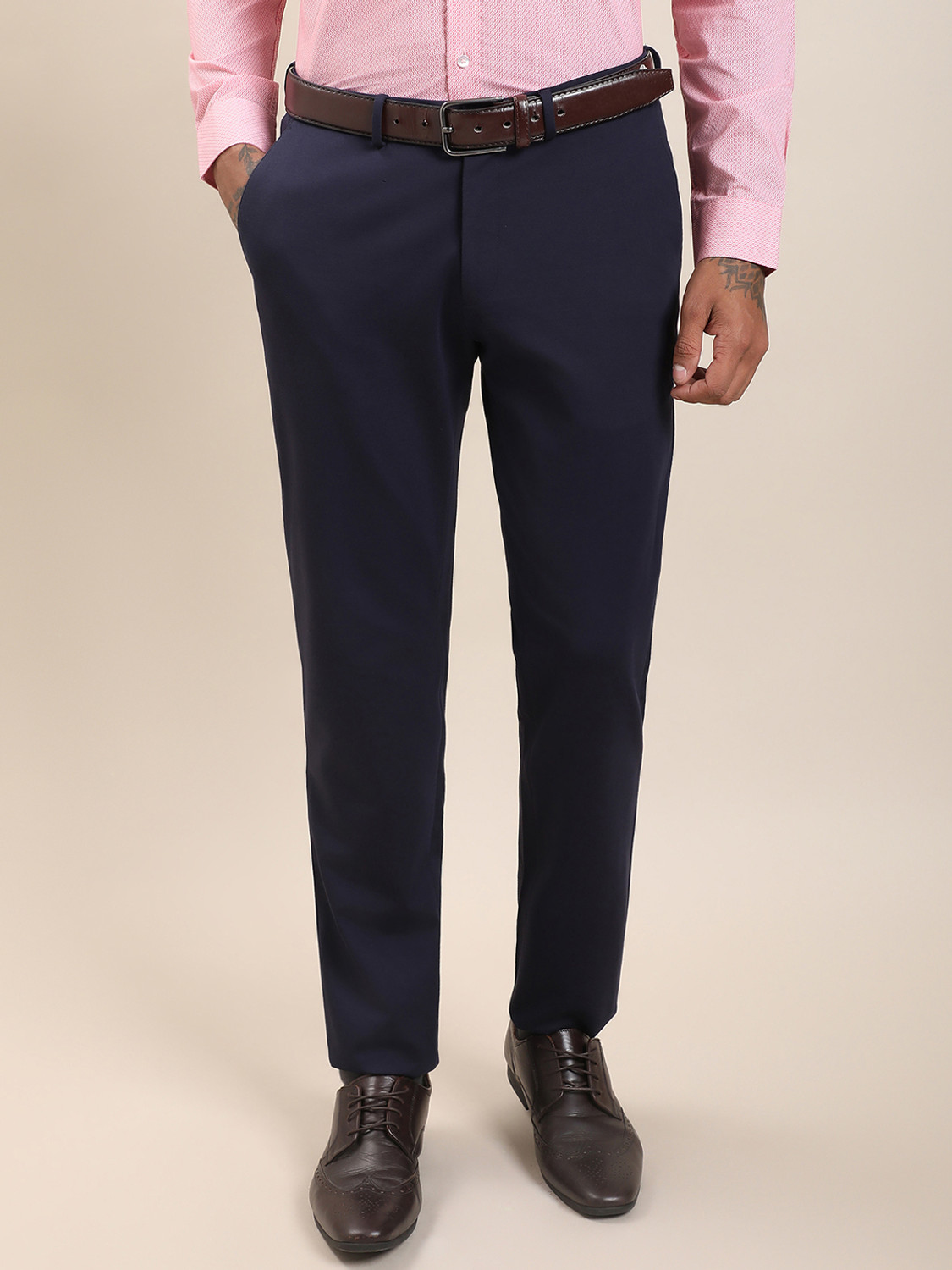 Image of TURTLE Slim Fit Men Blue Trousers
