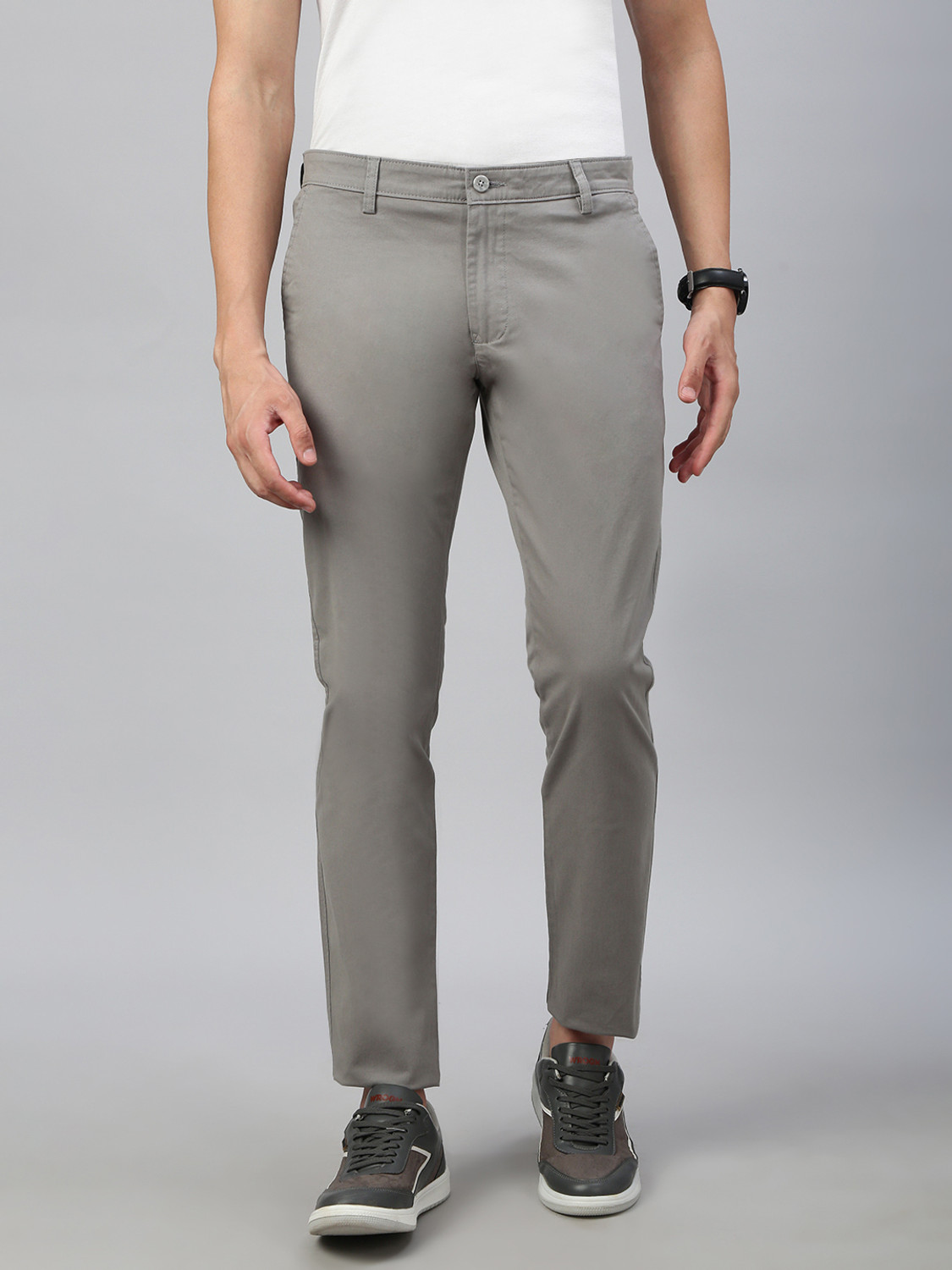 Image of Classic Polo Slim Fit Men Grey Trousers