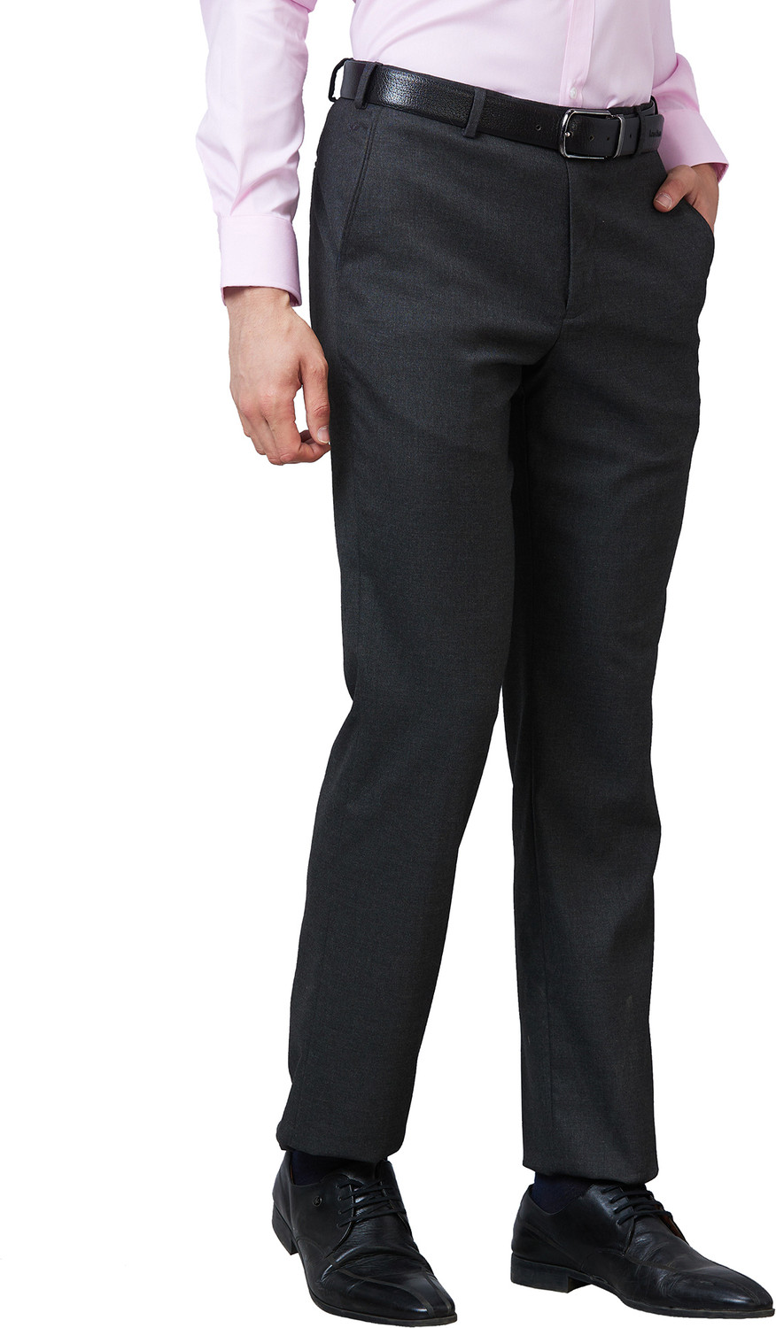 Image of PARK AVENUE Slim Fit Men Grey Trousers