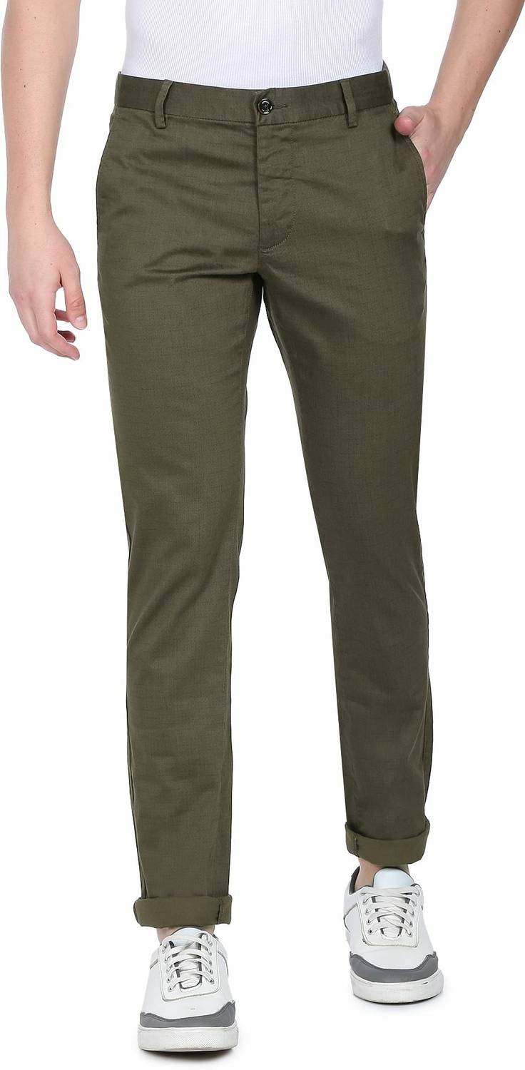 Arrow Newyork Slim Fit Men Green Trousers