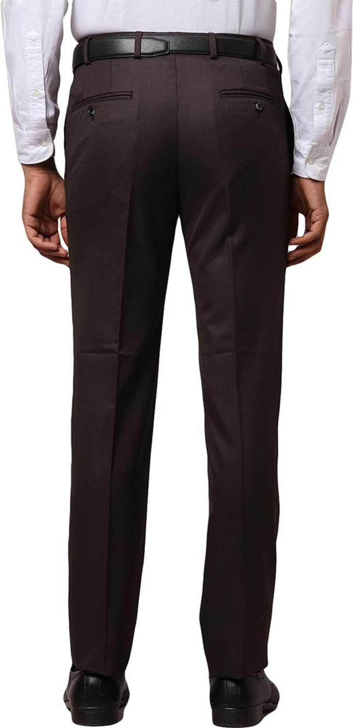 Image of Raymond Slim Fit Men Brown Trousers