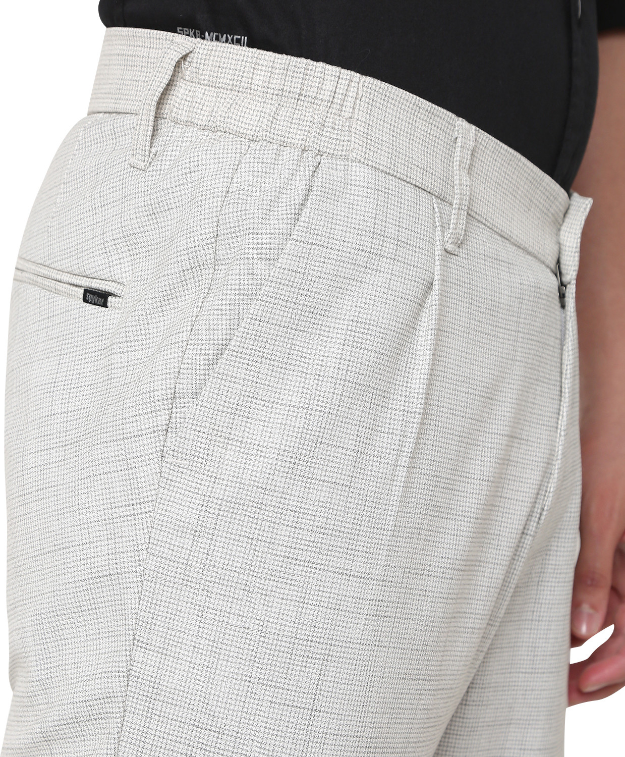 Image of Spykar Men Slim Fit White Polyester Trousers