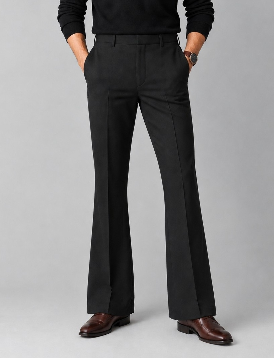 Image of MDWEAR Flared Men Black Trousers