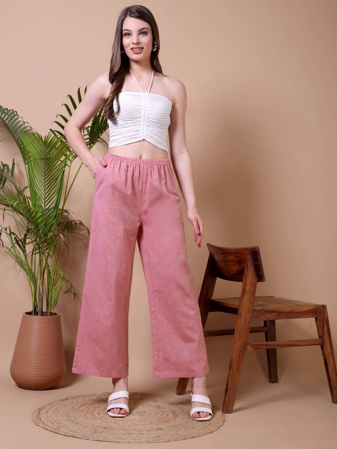 Ameerah Regular Fit Women Red Trousers