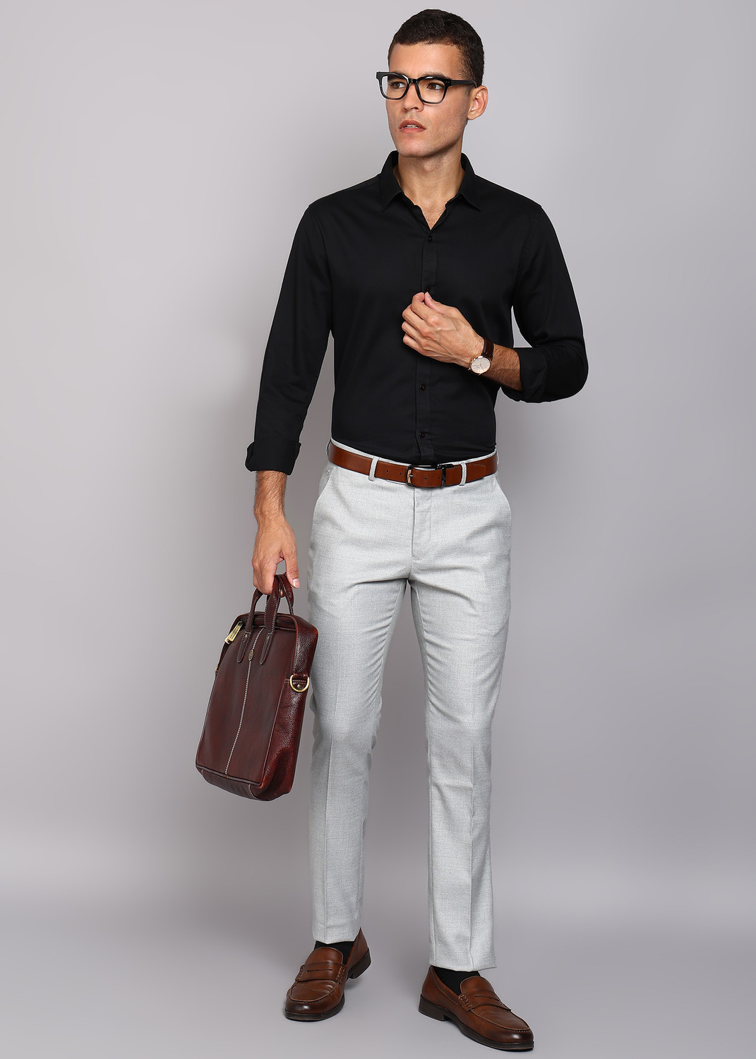 Image of KILLER Slim Fit Men Grey Trousers