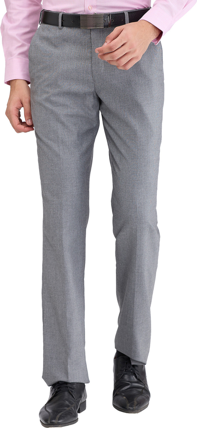 Image of PARK AVENUE Regular Fit Men Grey Trousers