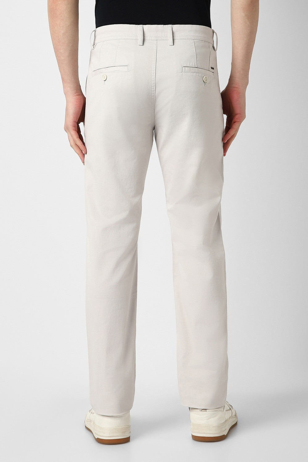 Image of PETER ENGLAND Slim Fit Men Grey Trousers