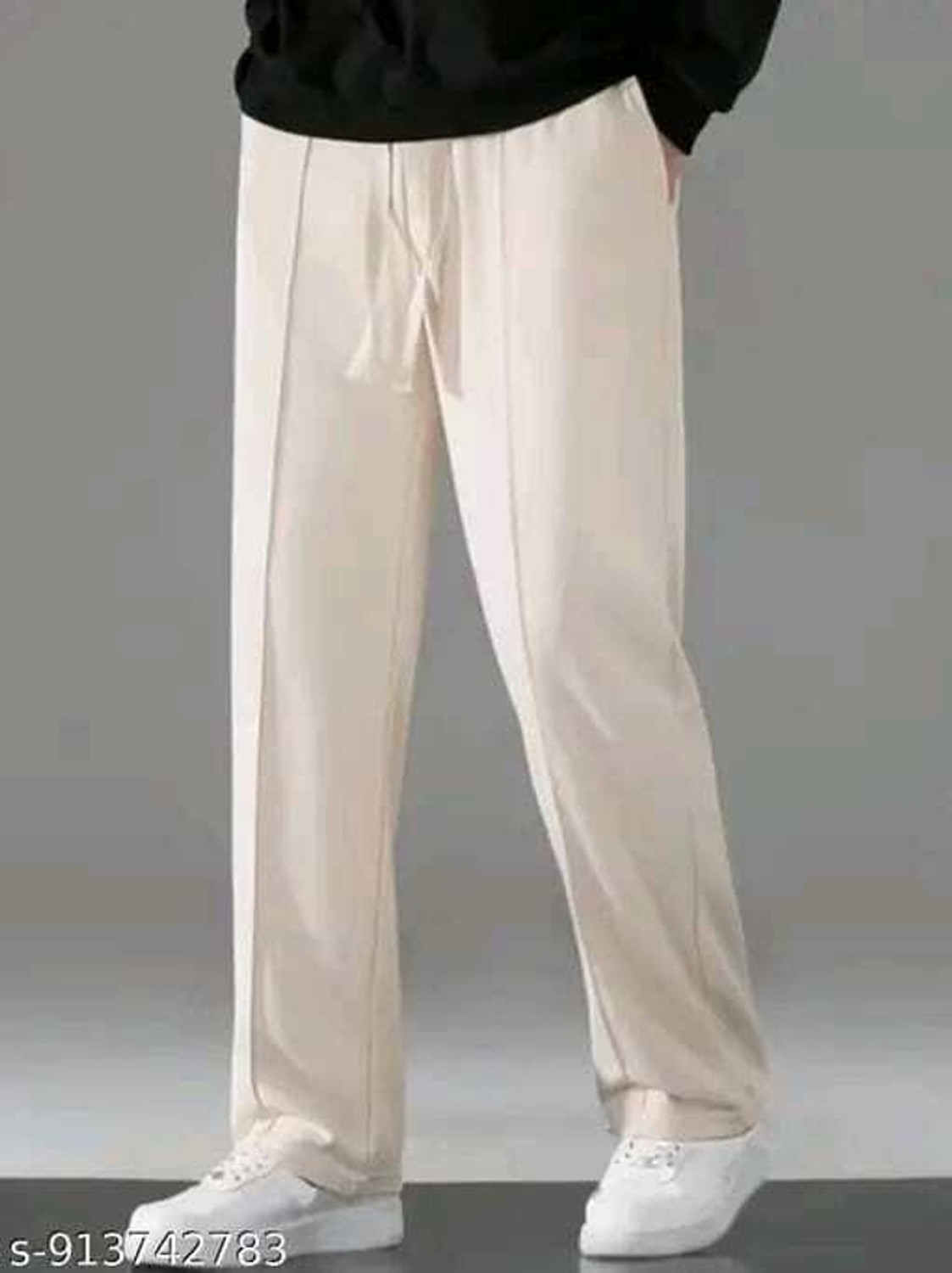 Image of kaziranga Loose Fit Men Cream Trousers