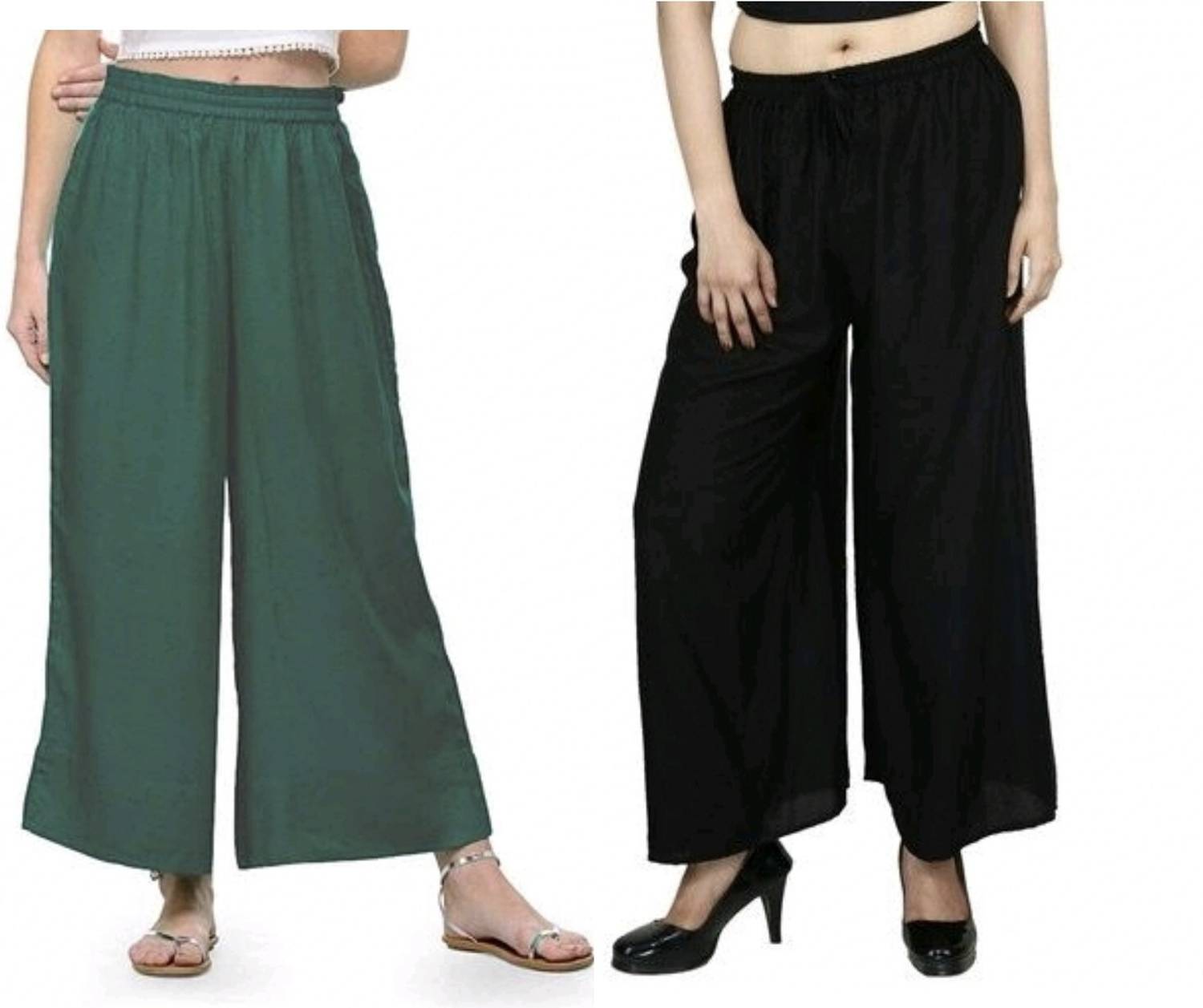 4K FASHION Flared Women Green, Black Trousers