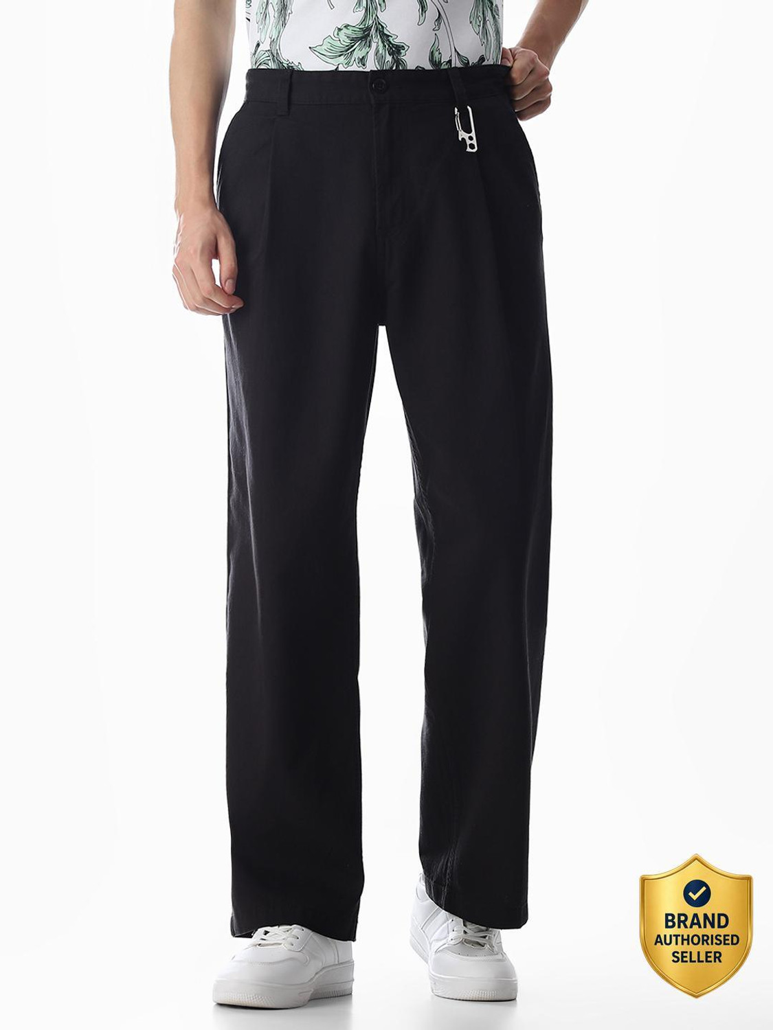 Image of JACK & JONES Loose Fit Men Black Trousers