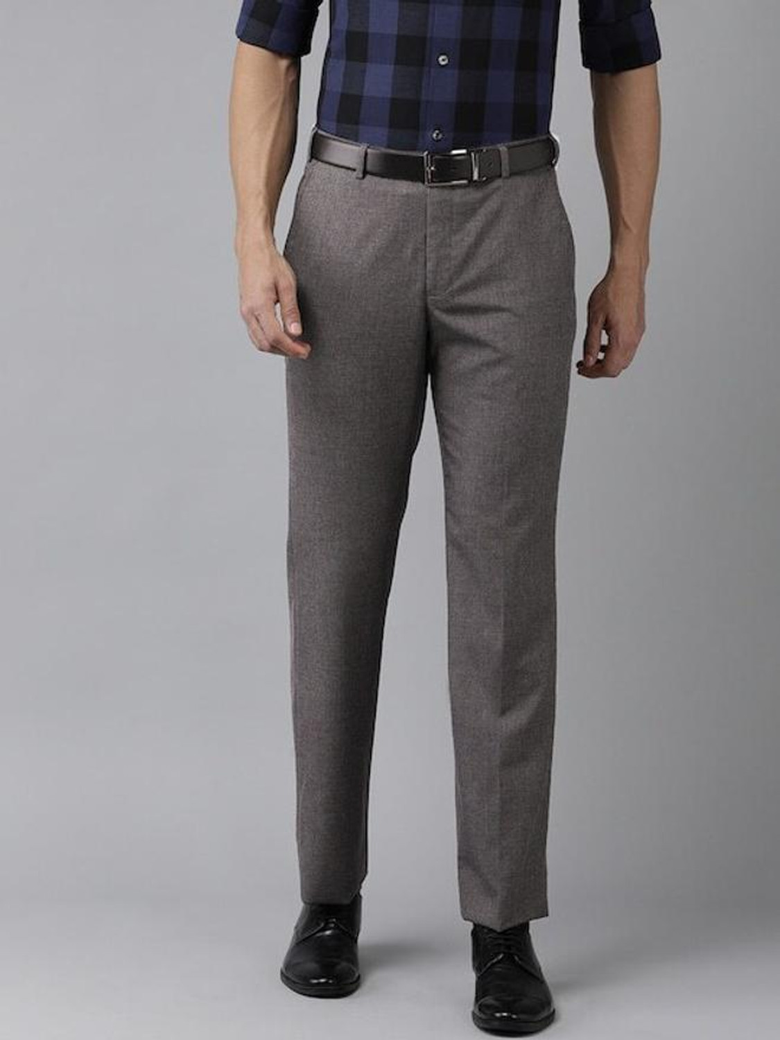 Image of PARK AVENUE Slim Fit Men Grey Trousers