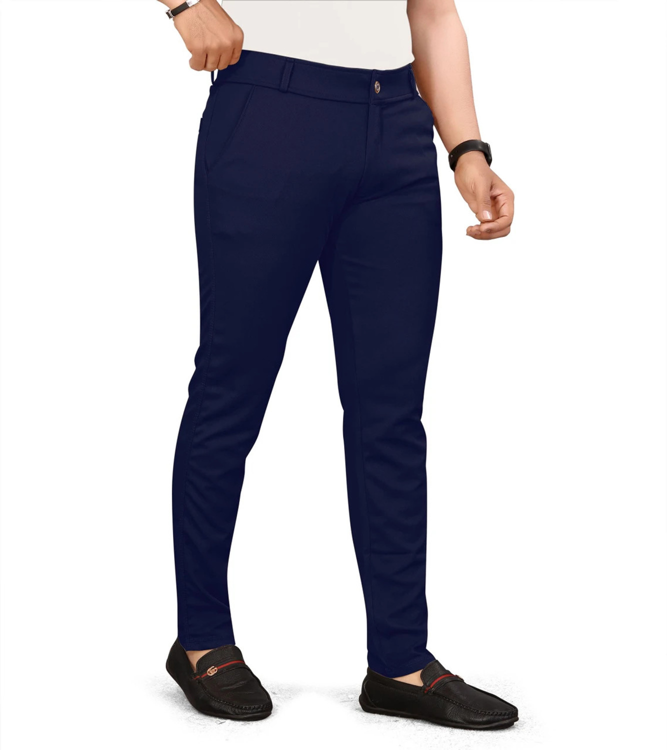 Image of AROXRA Slim Fit Men Black Trousers