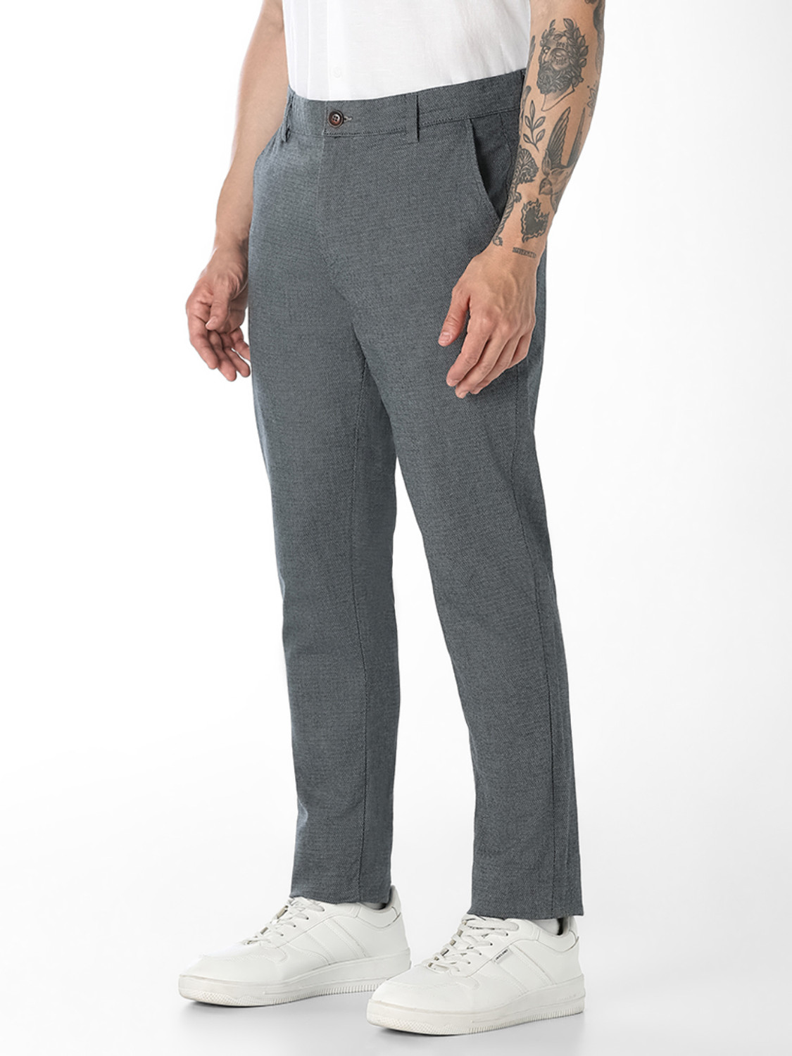 Image of JACK & JONES Slim Fit Men Grey Trousers