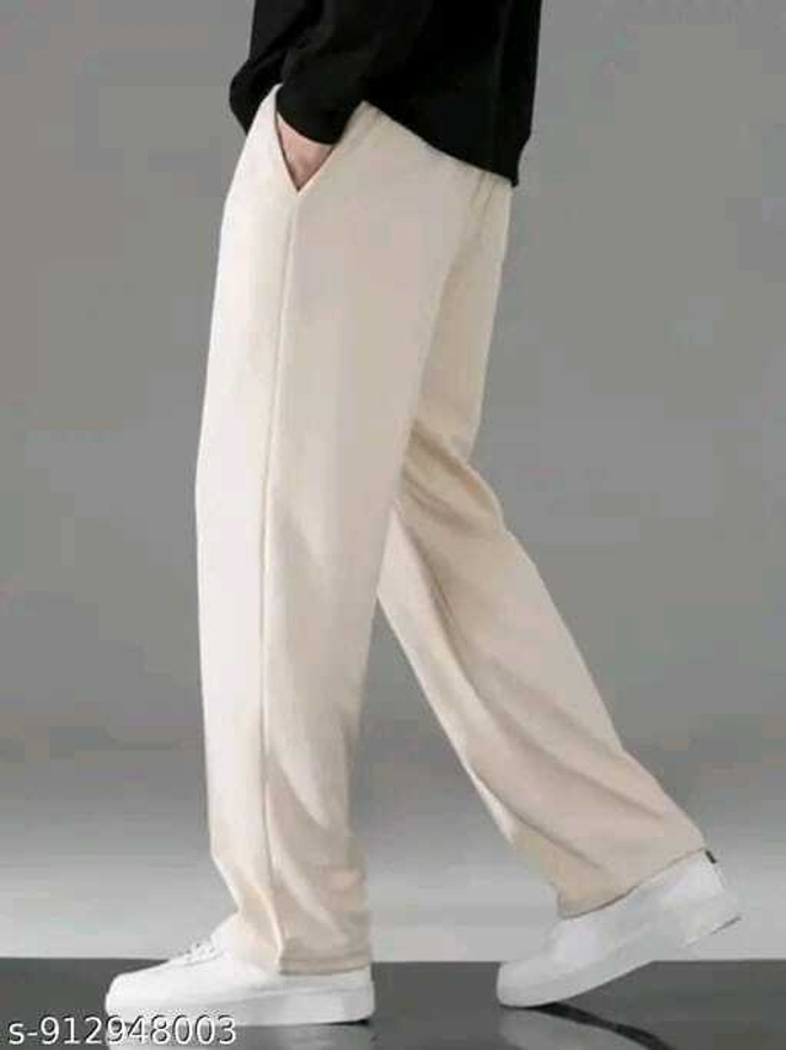 Image of kaziranga Loose Fit Men Cream Trousers